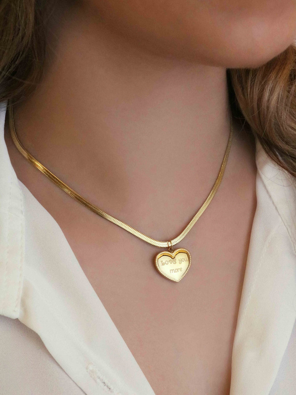 14K Gold 'Love You More' Heart Necklace