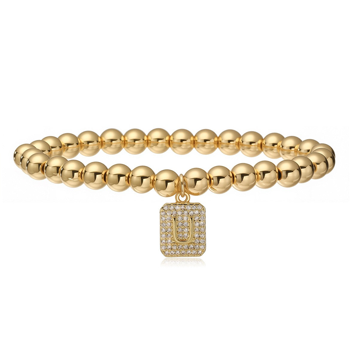 14k gold classic initial bracelet (6mm)