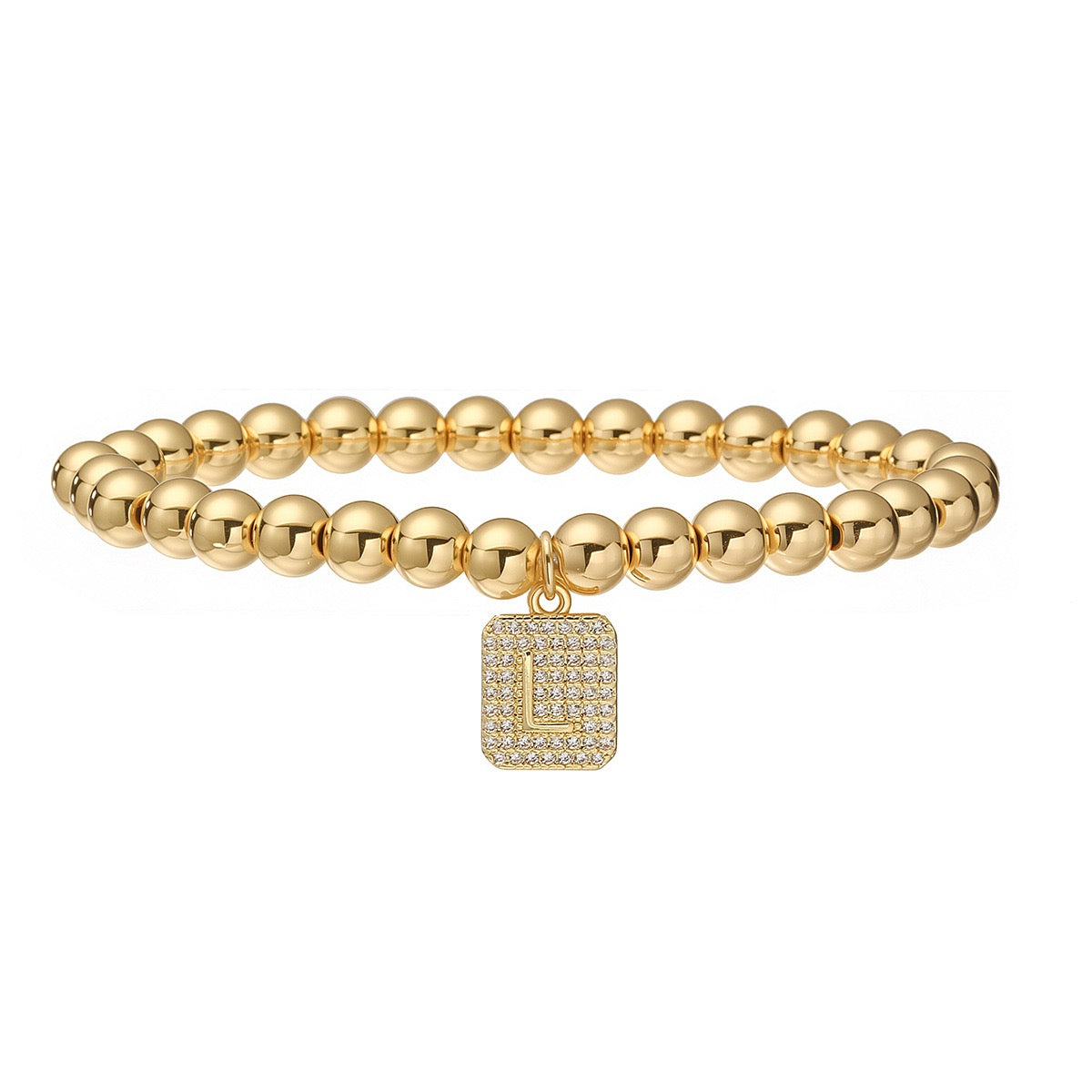 14k gold classic initial bracelet (6mm)