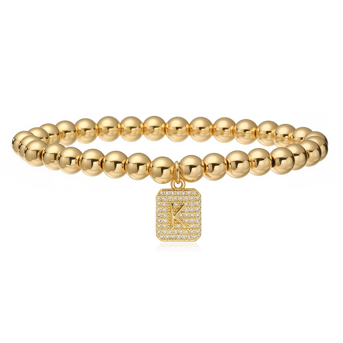 14k gold classic initial bracelet (6mm)