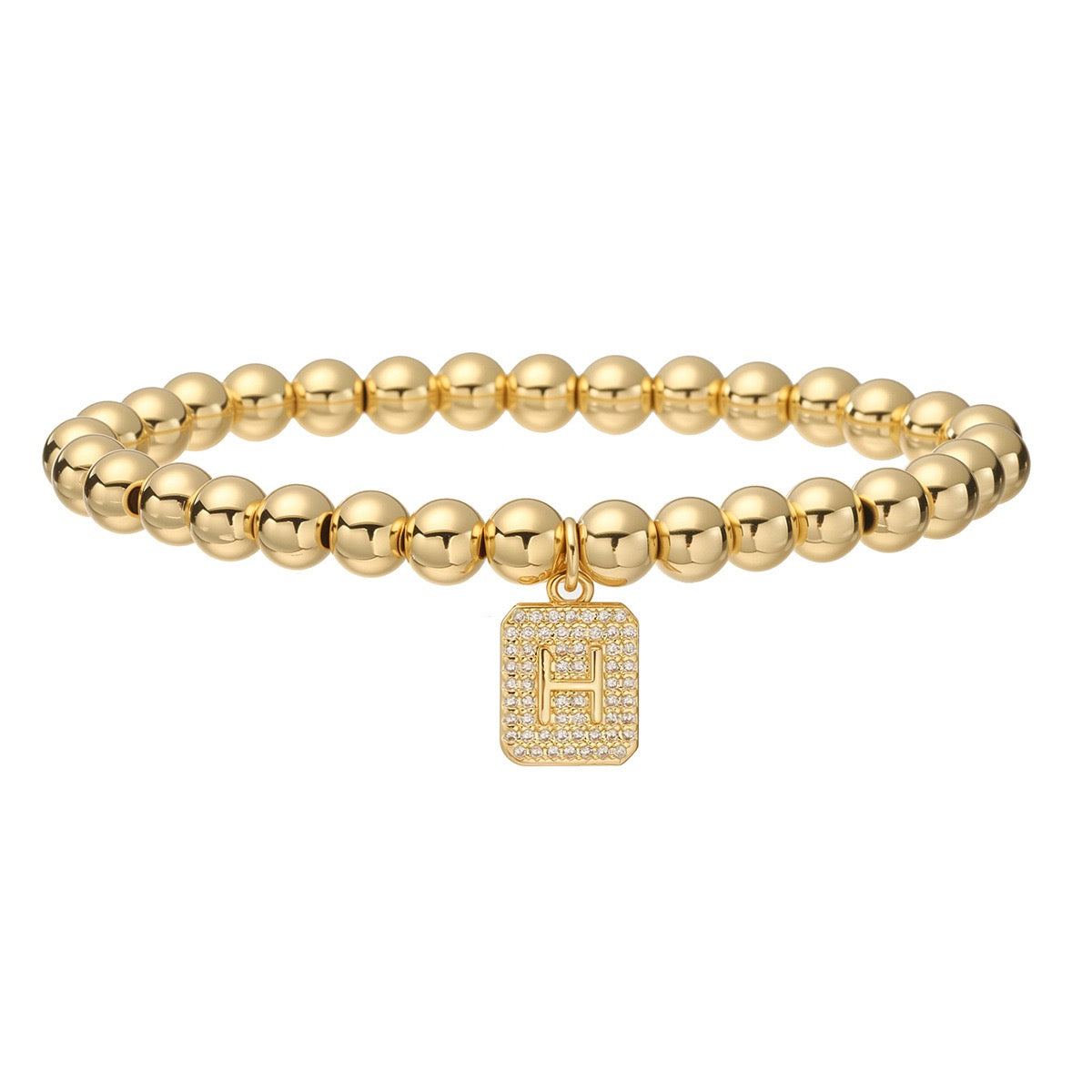 14k gold classic initial bracelet (6mm)
