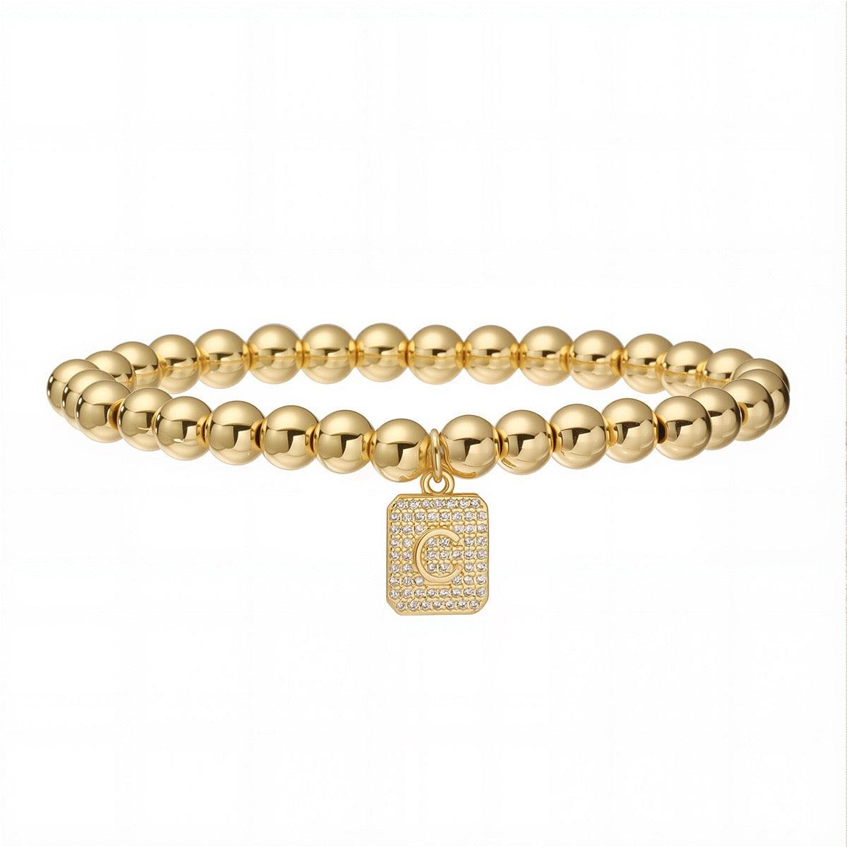 14k gold classic initial bracelet (6mm)