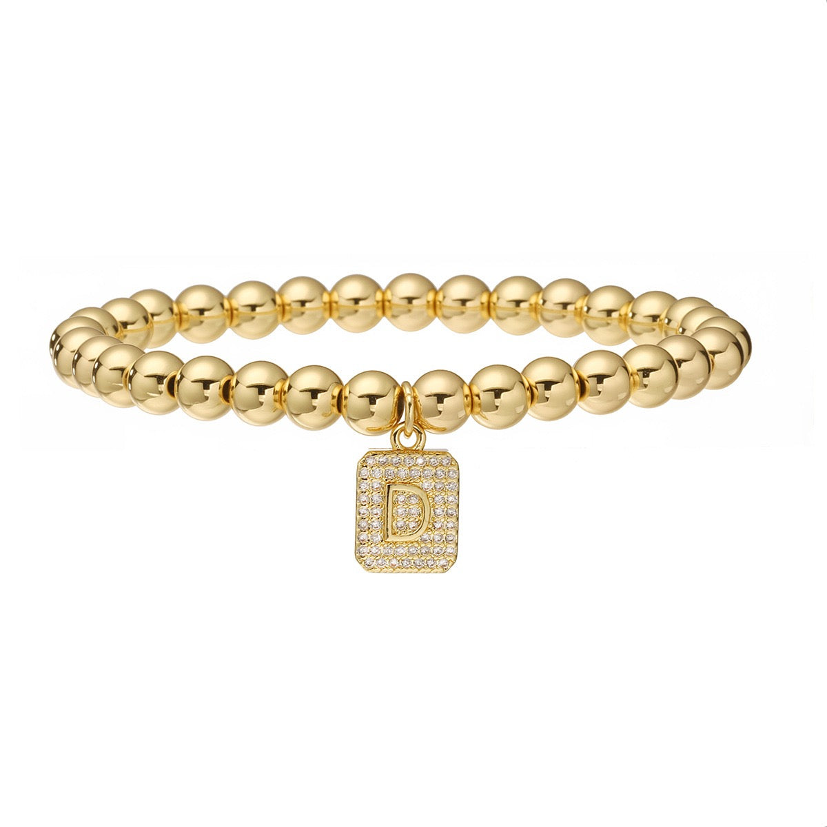 14k gold classic initial bracelet (6mm)