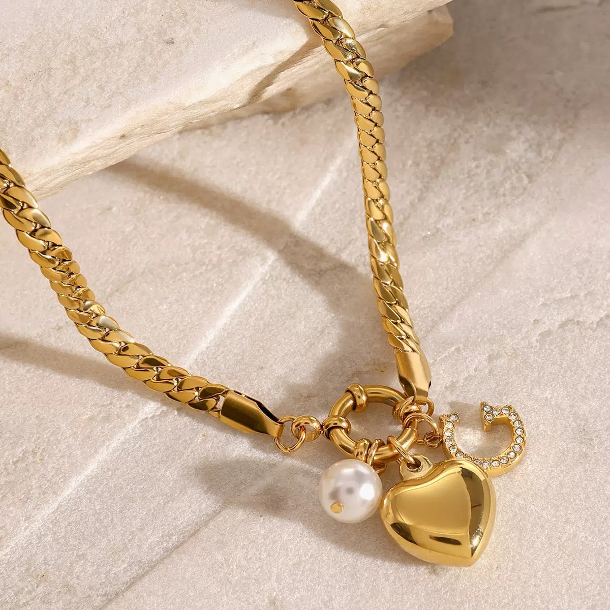Heart & Pearl Charm Necklace