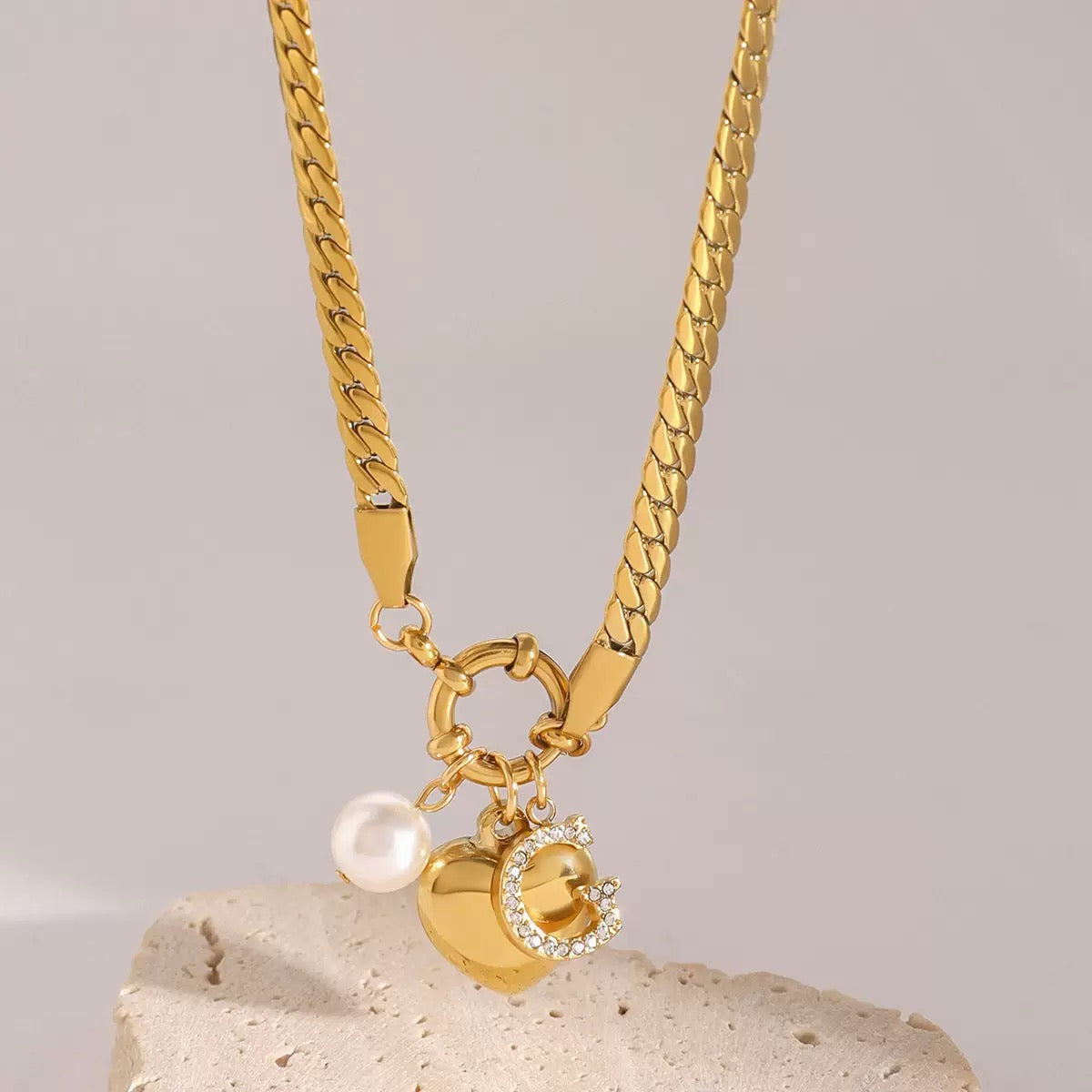 Heart & Pearl Charm Necklace