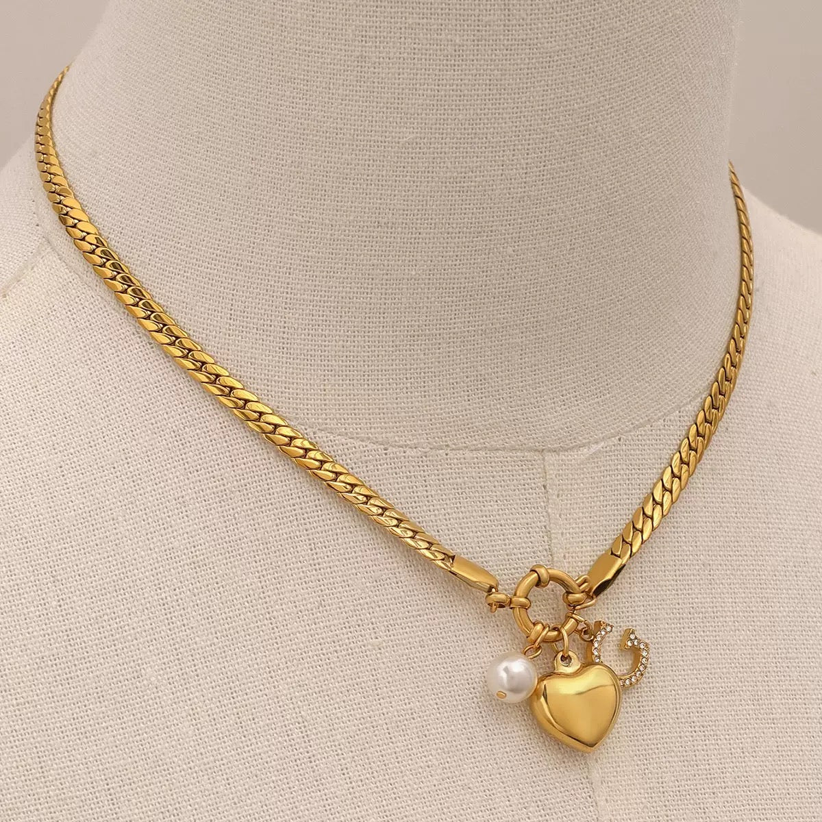 Heart & Pearl Charm Necklace