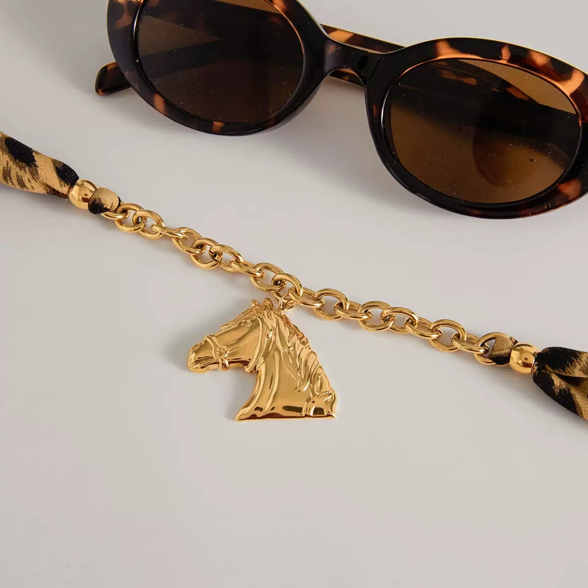 18K Gold Horse Silk Scarf Necklace