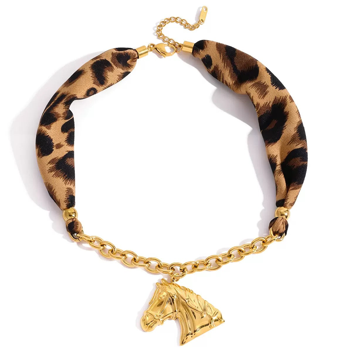 18K Gold Horse Silk Scarf Necklace