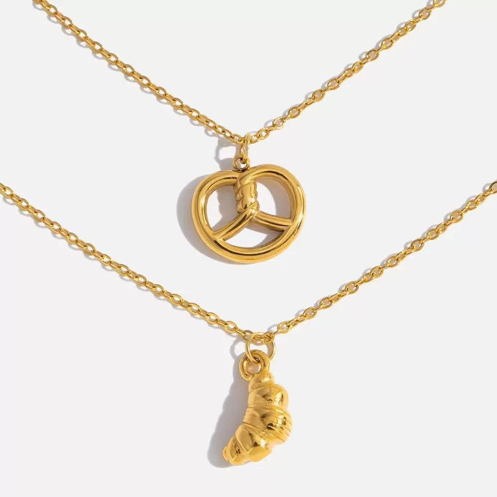 14K Gold Croissant Pendant Necklace