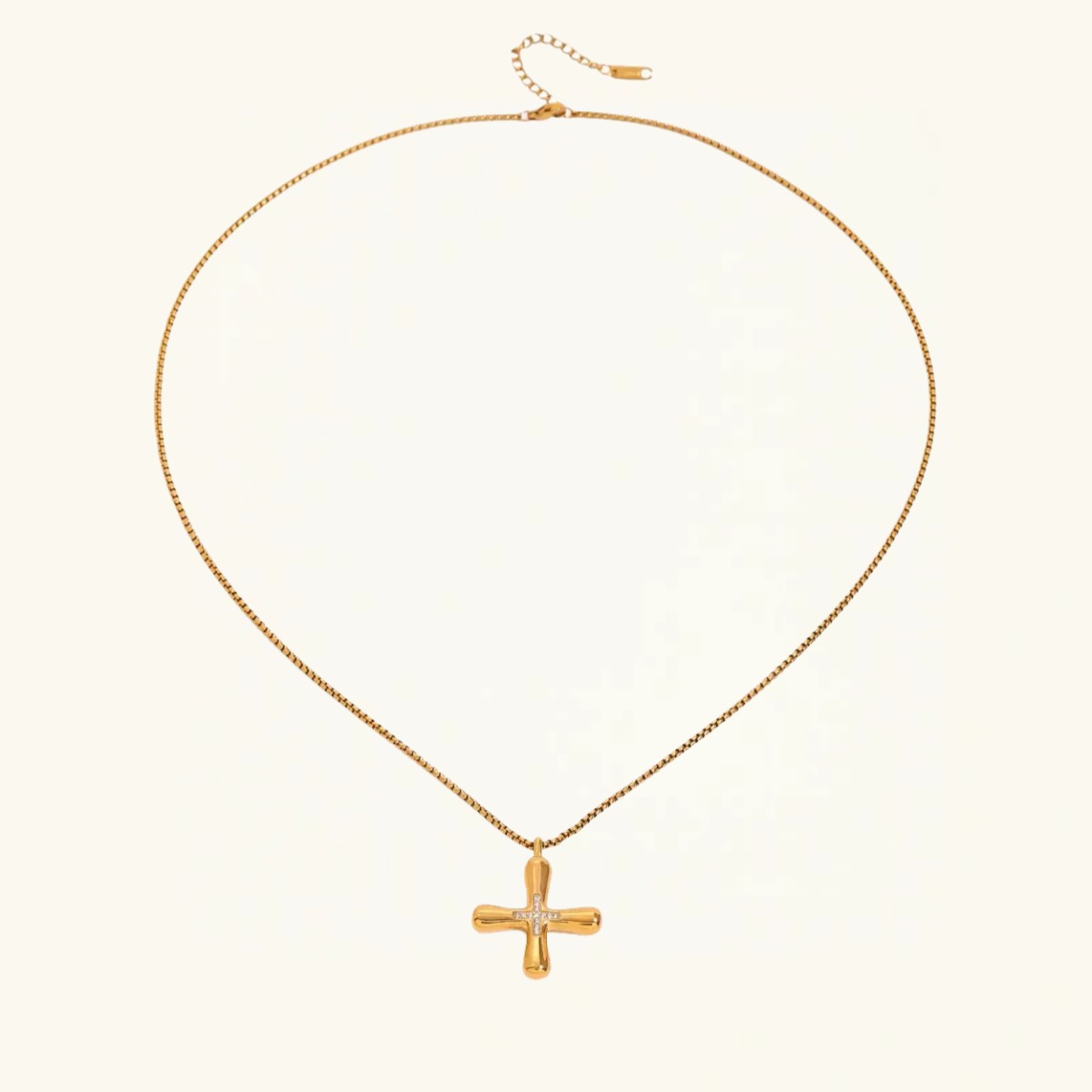18K Gold Cross Pendant Necklace