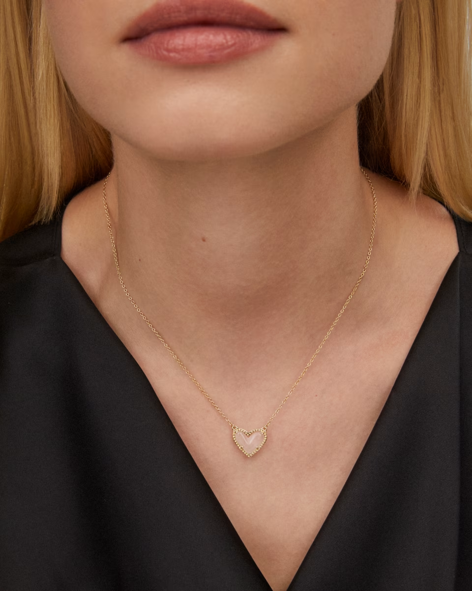 Natural Stone Heart Pendant Necklace