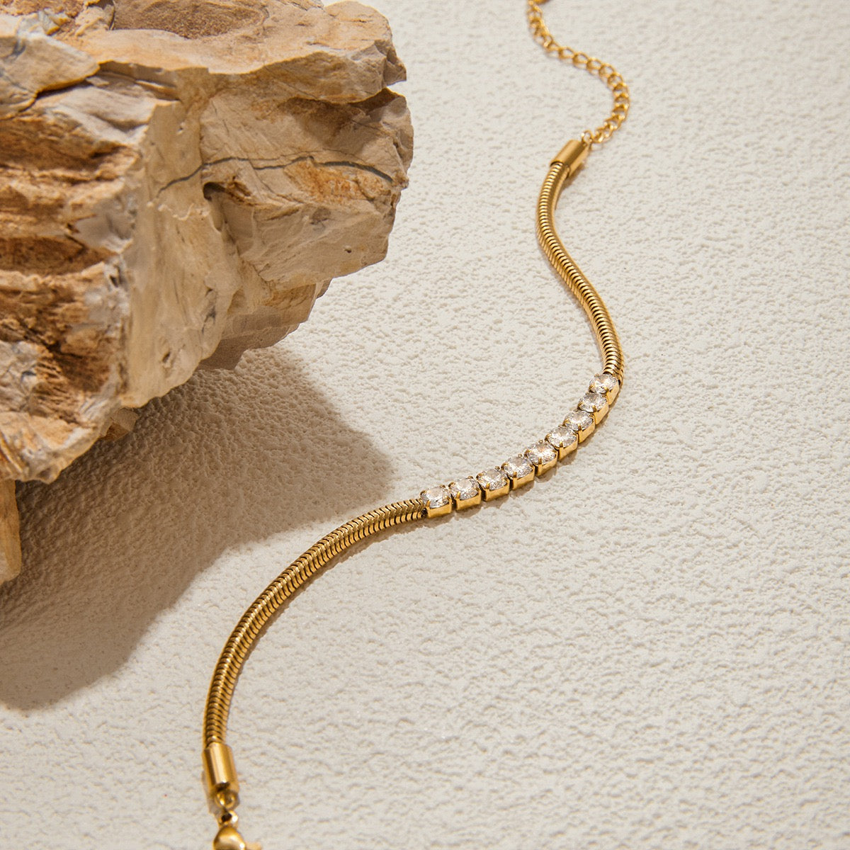 Glistening 14K Gold Snake Chain Bracelet