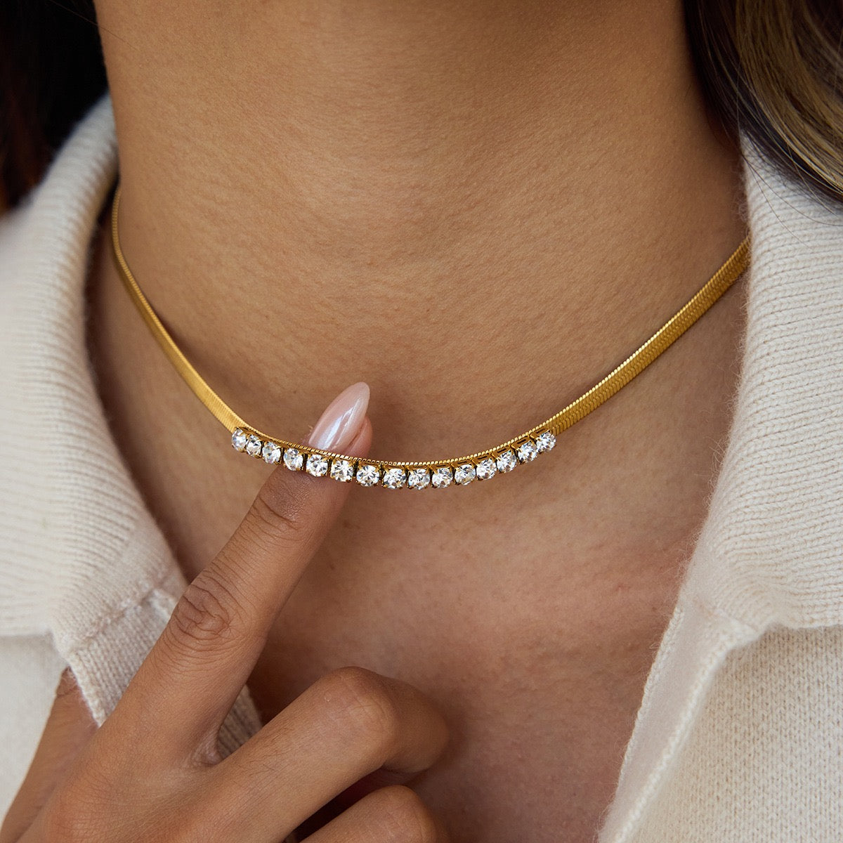 Radiant Crystal Line Bar Necklace