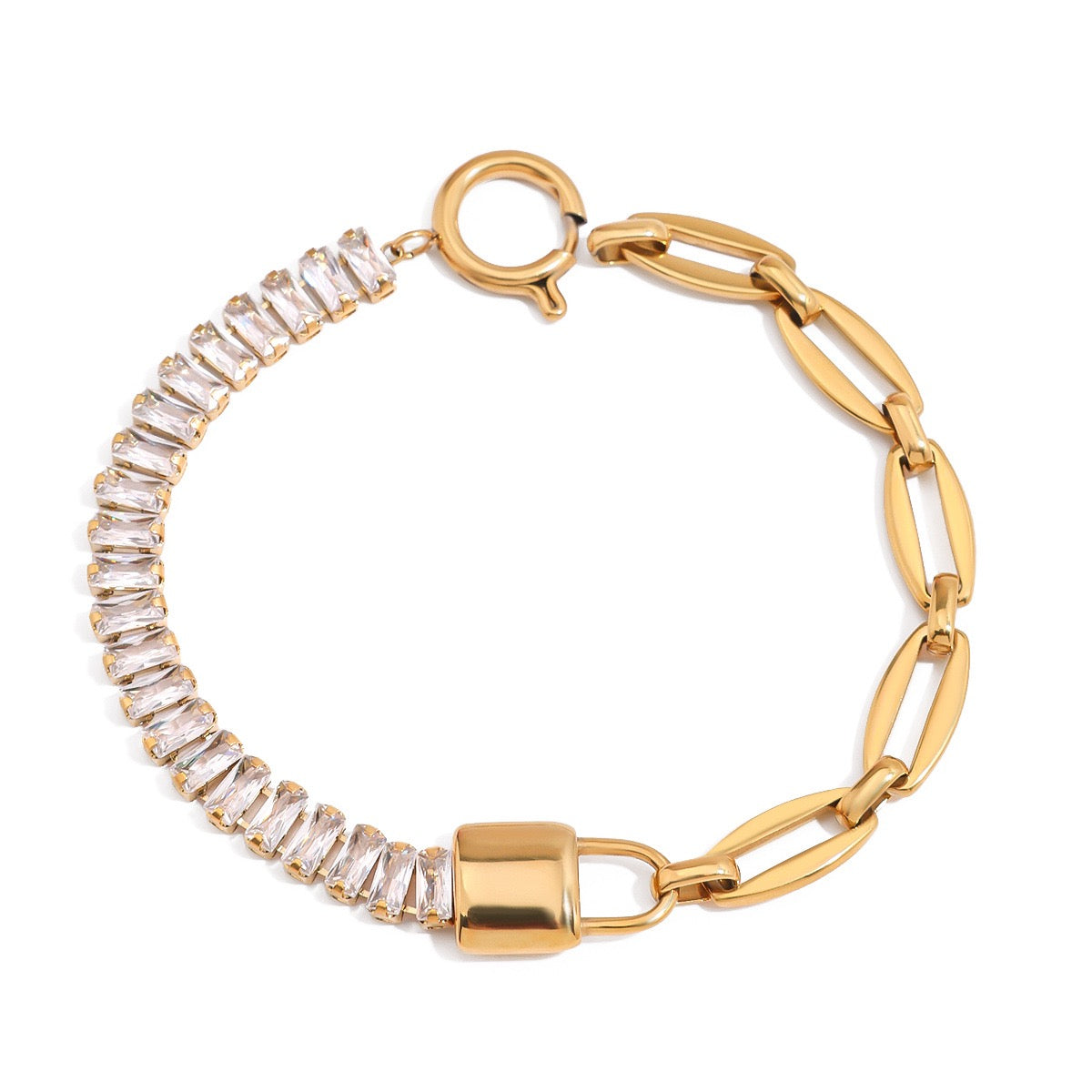 Geometric Asymmetrical CZ Link Bracelet