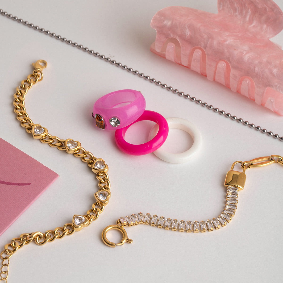 Geometric Asymmetrical CZ Link Bracelet