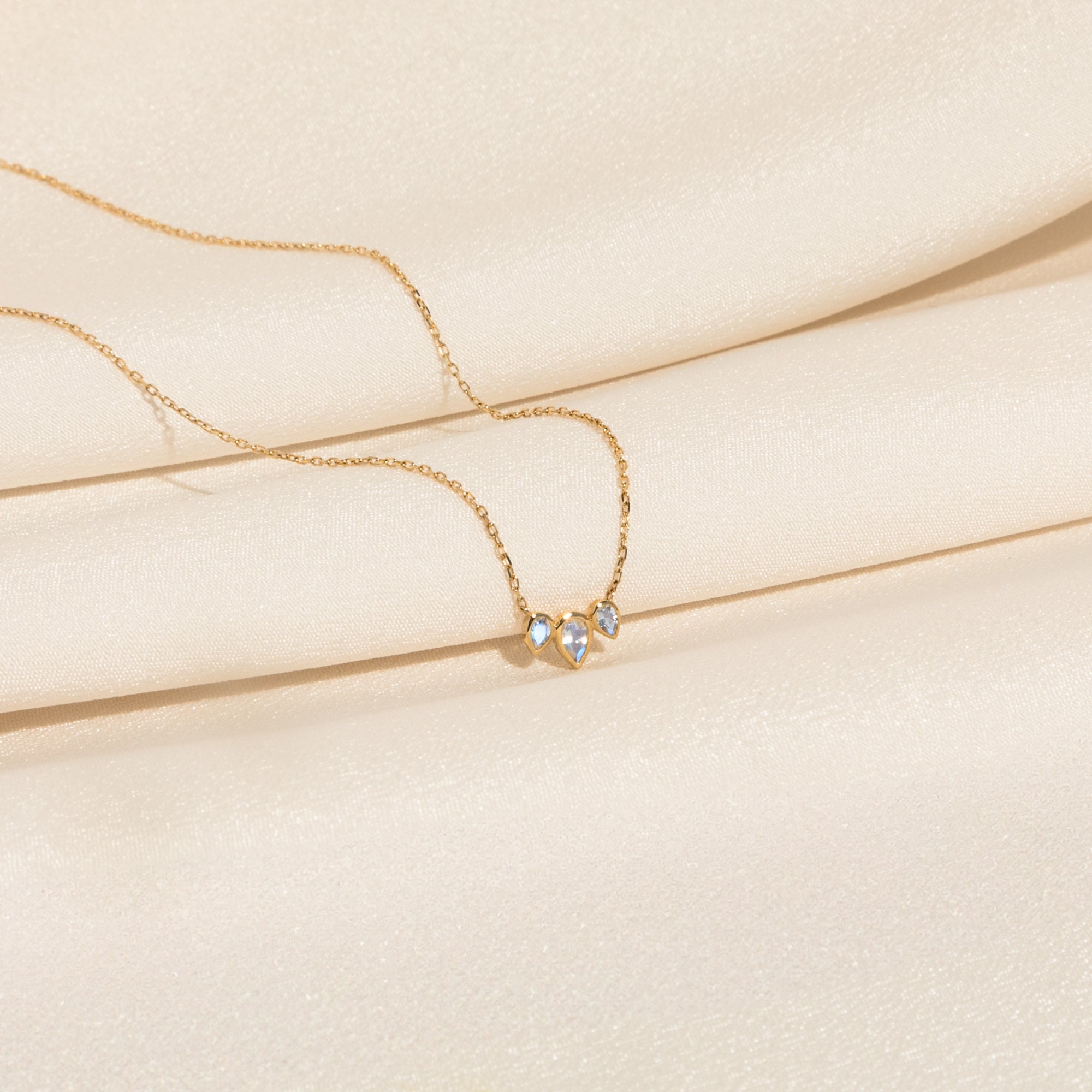 Triple Teardrop Moonstone Necklace
