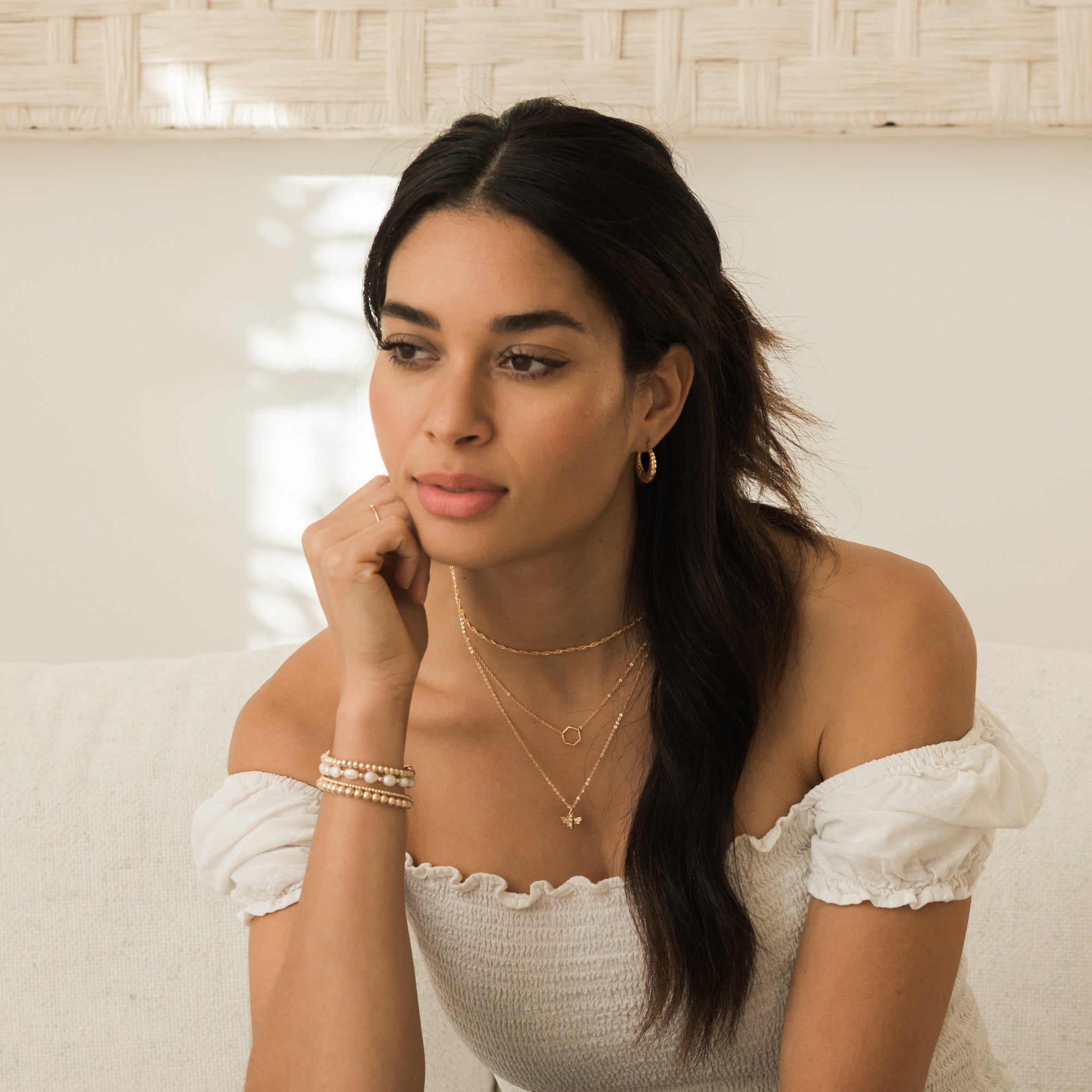 Dainty Hexagon Necklace