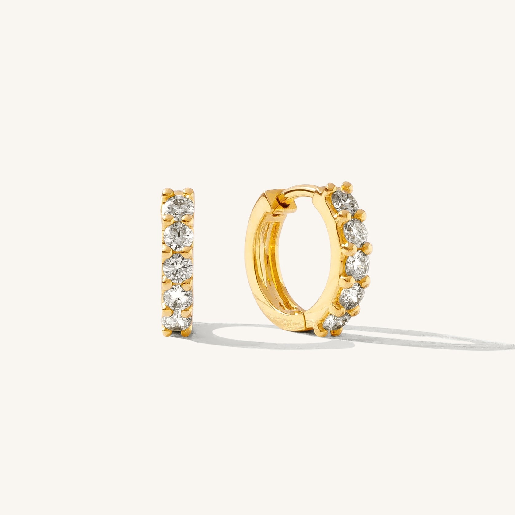 Chunky Diamond Huggie Hoop Earrings