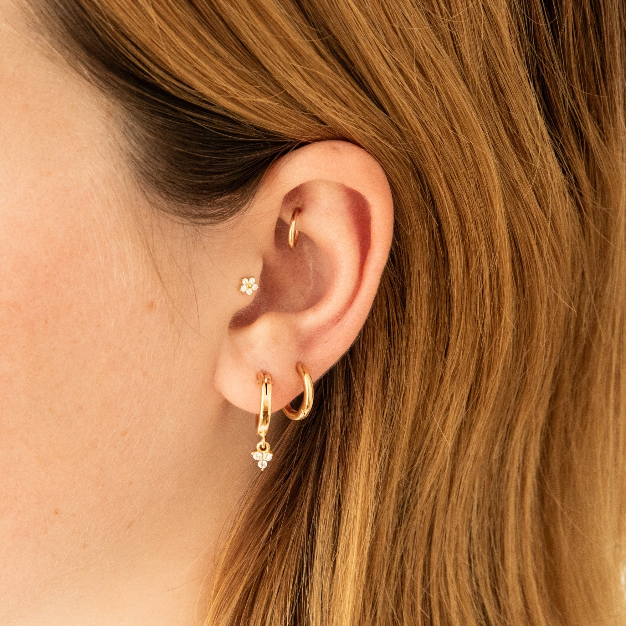 Triple CZ Hoop Earrings