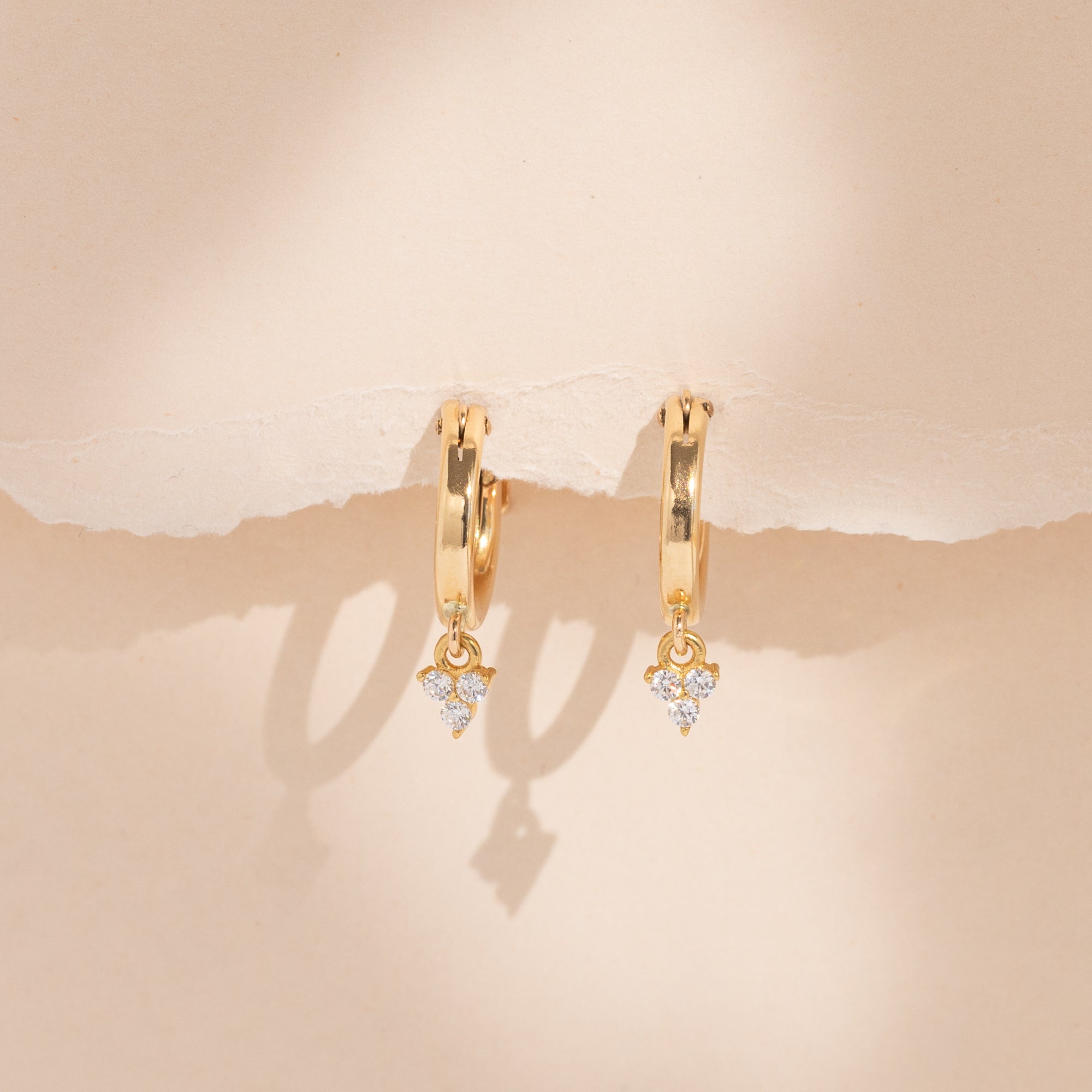 Triple CZ Hoop Earrings