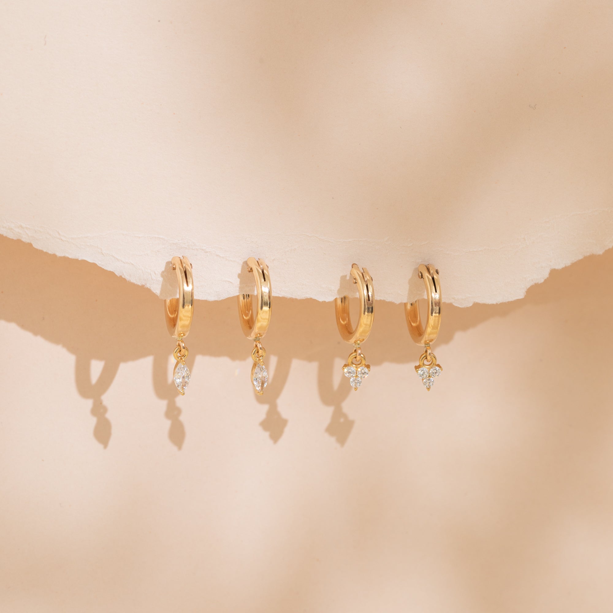 Triple CZ Hoop Earrings