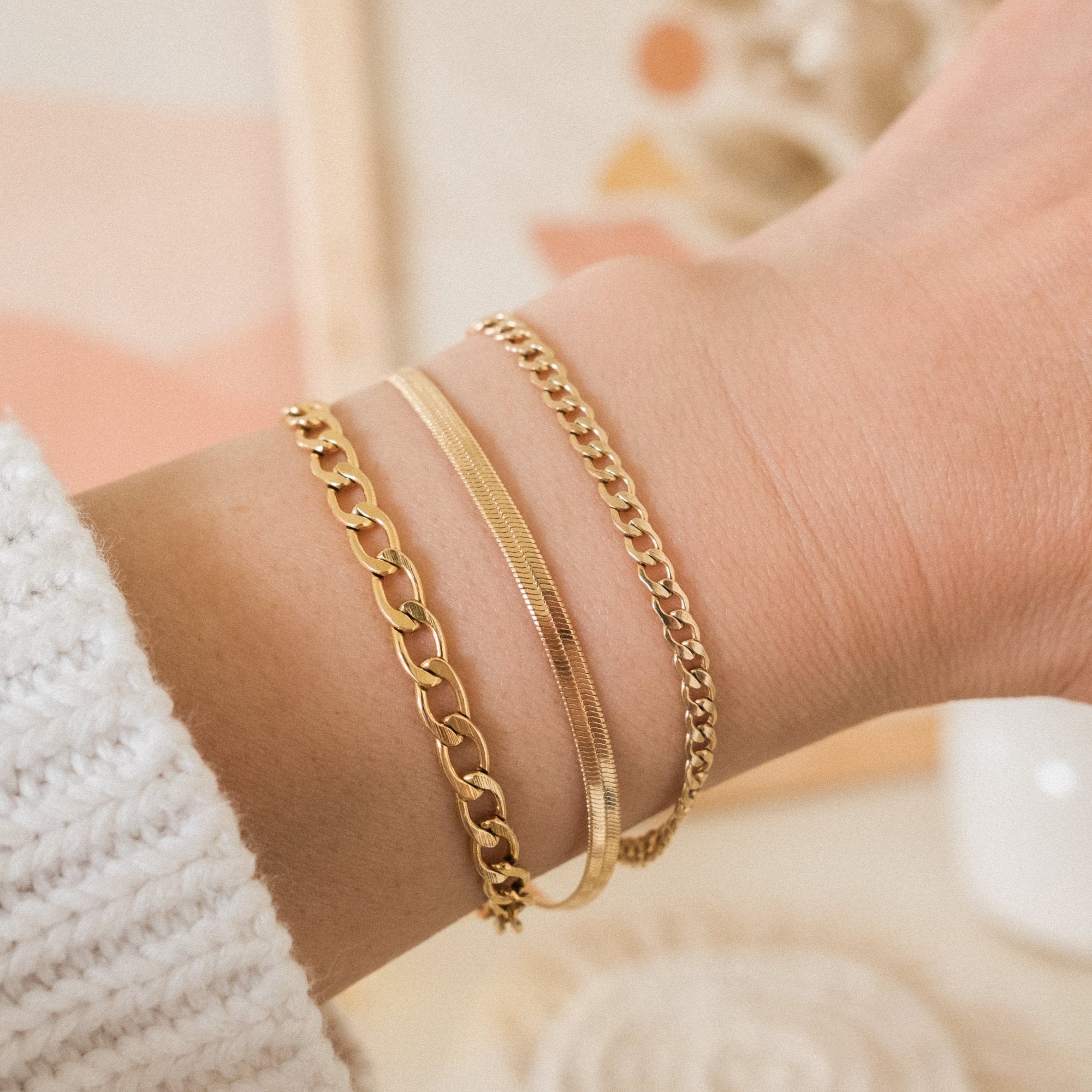 Gold Herringbone Bracelet