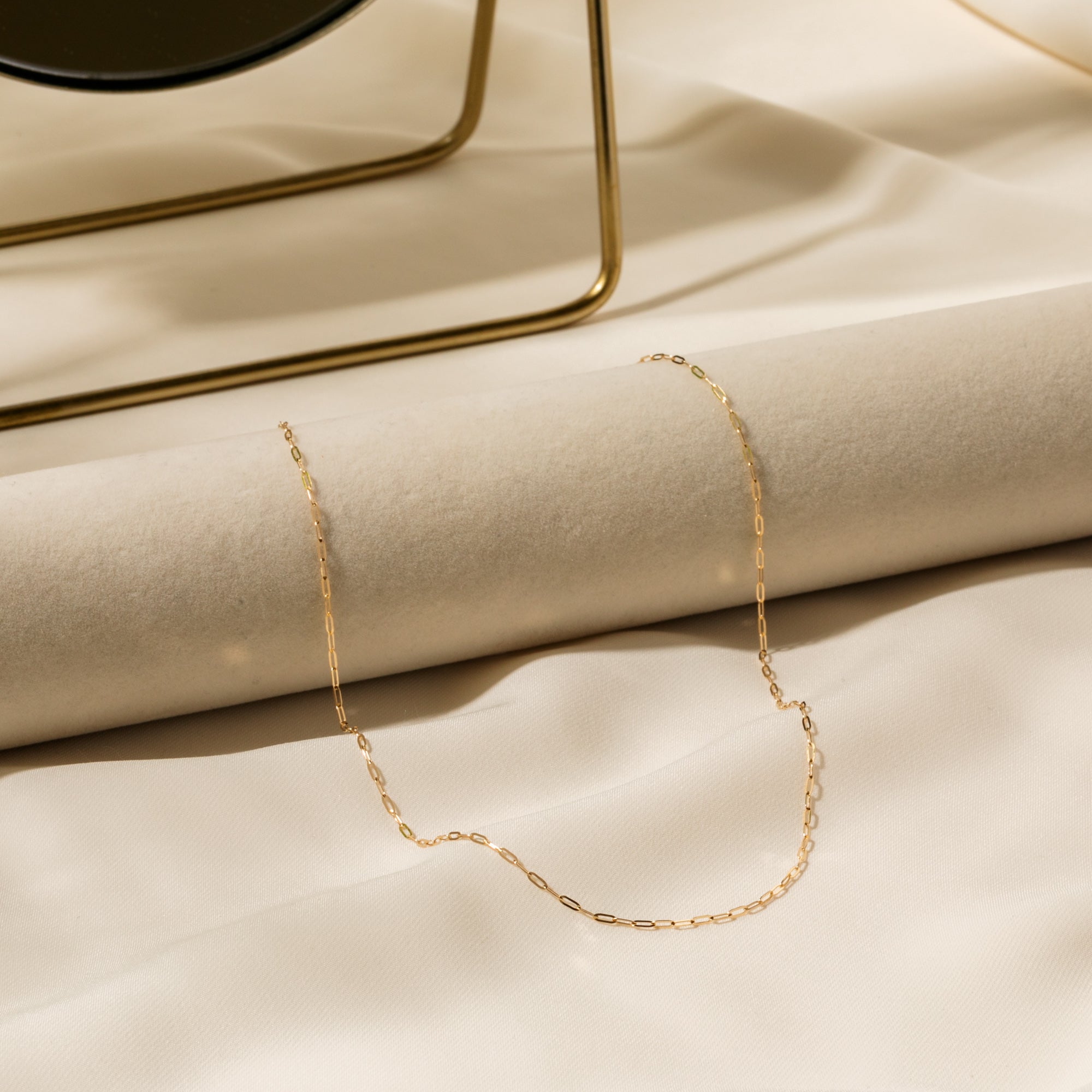 Dainty Paperclip Chain Necklace - 14k Solid Gold