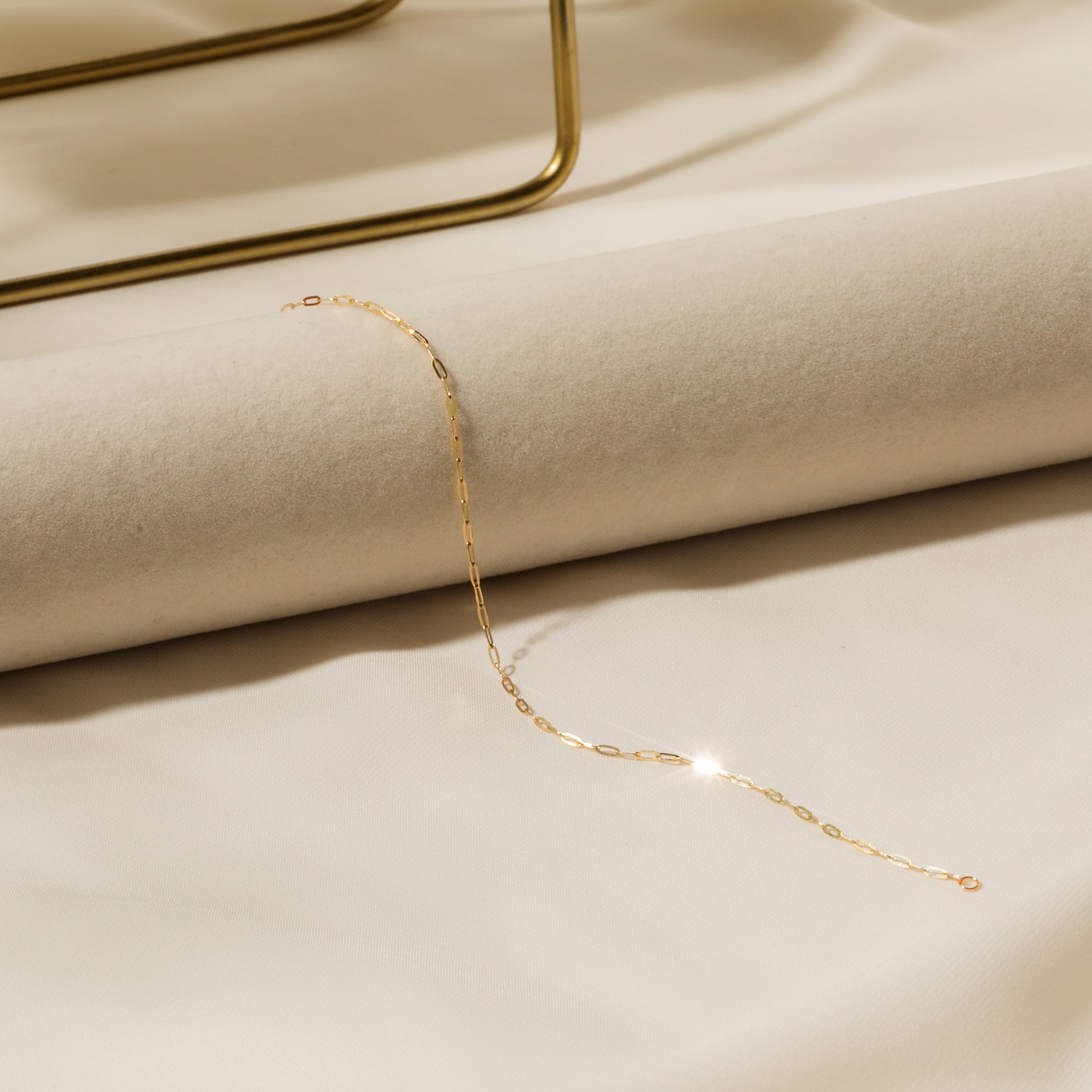 Dainty Paperclip Chain Bracelet - 14k Solid Gold