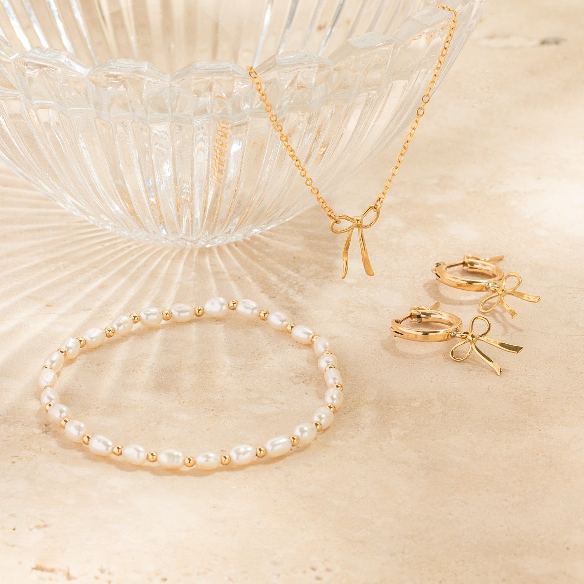 Small Pearl + Gold Bead Bracelet