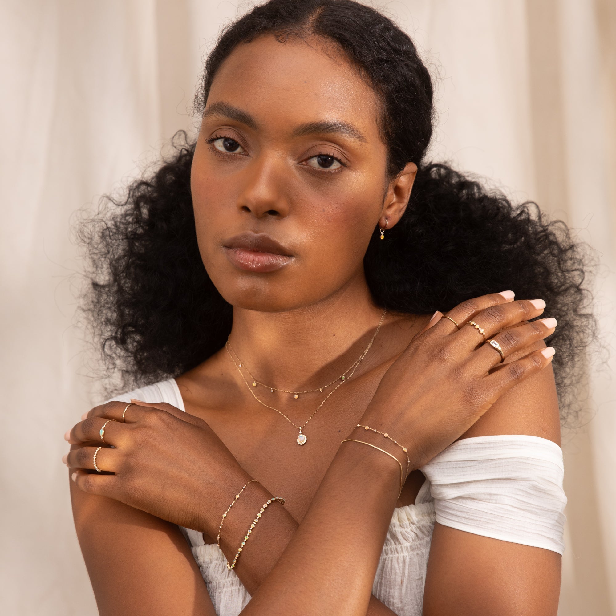 Opal + Diamond Station Necklace - Reversible