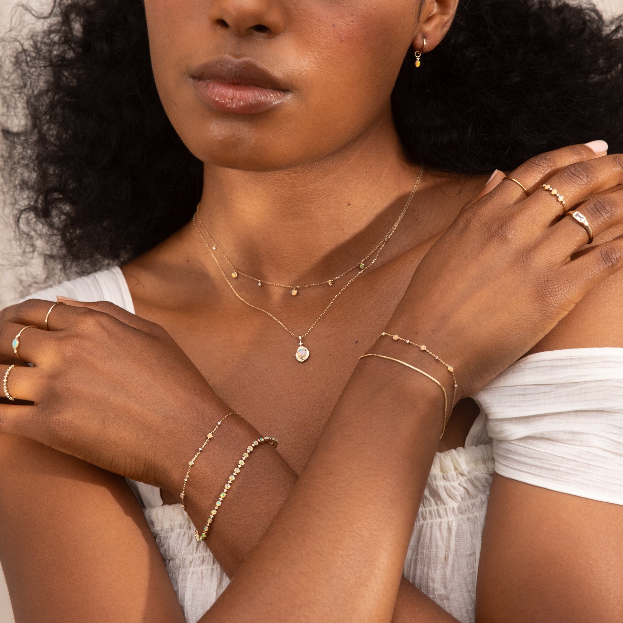 Opal + Diamond Station Bracelet - Reversible