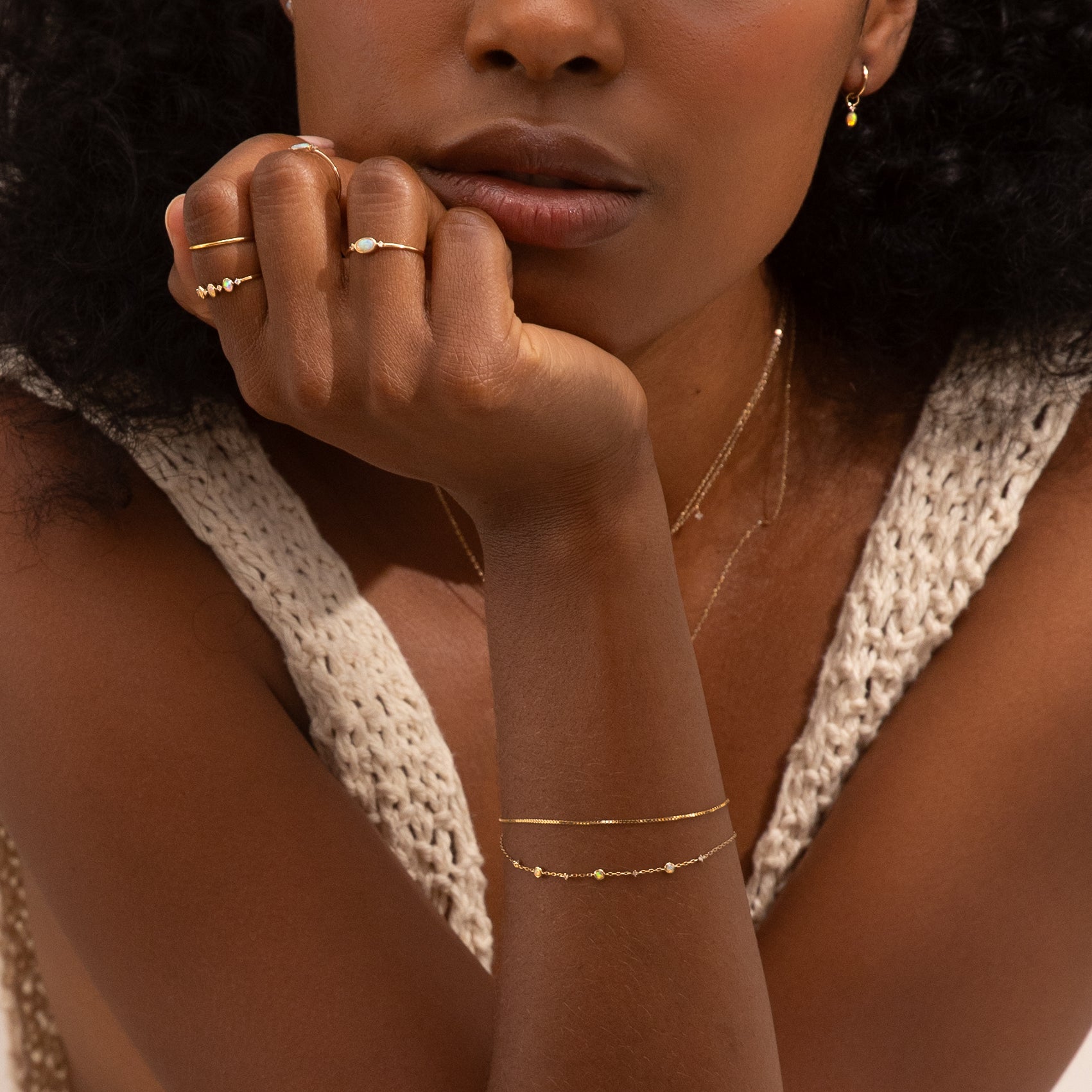 Opal + Diamond Station Bracelet - Reversible