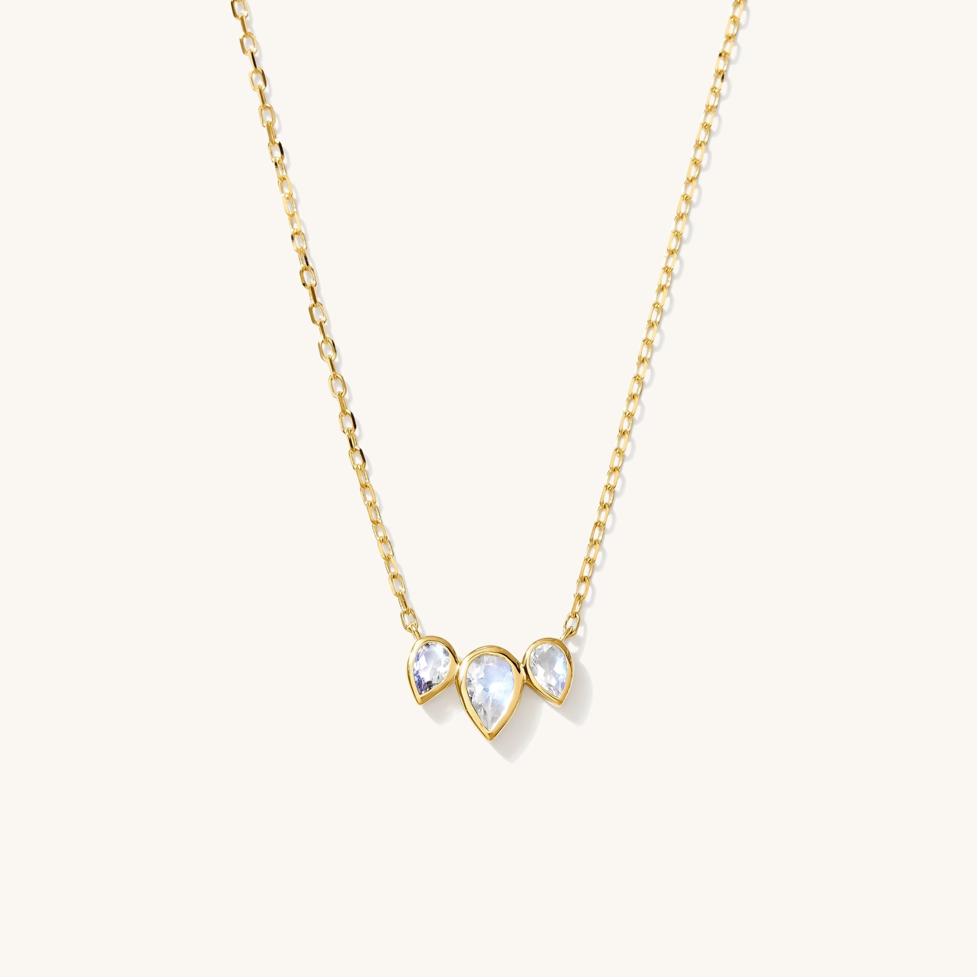 Triple Teardrop Moonstone Necklace