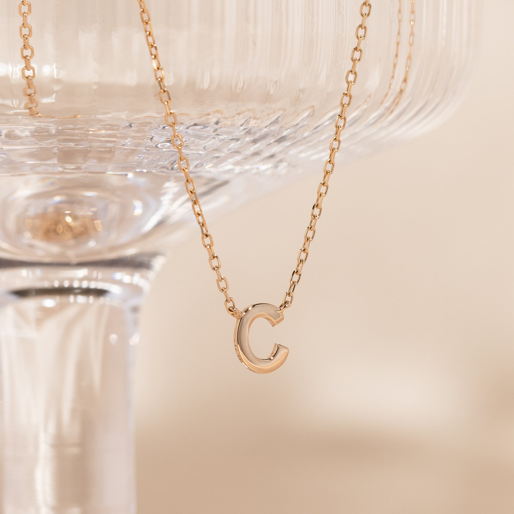 Tiny Initial Necklace - 14k Solid Gold