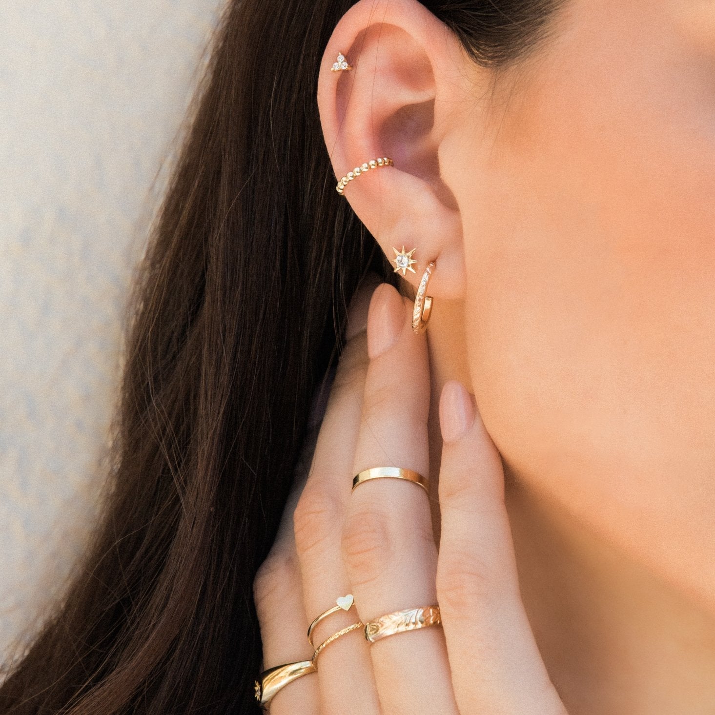 Thin Flower Hoop Earrings