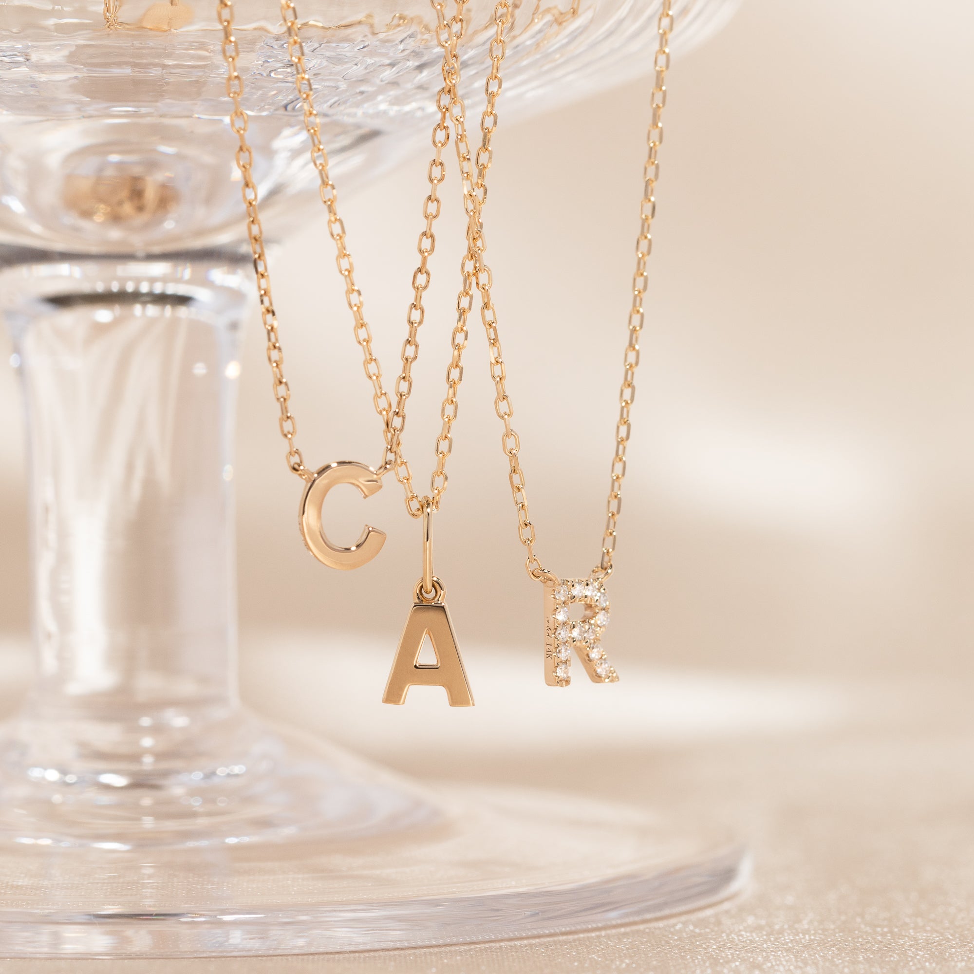 Tiny Hanging Initial Necklace