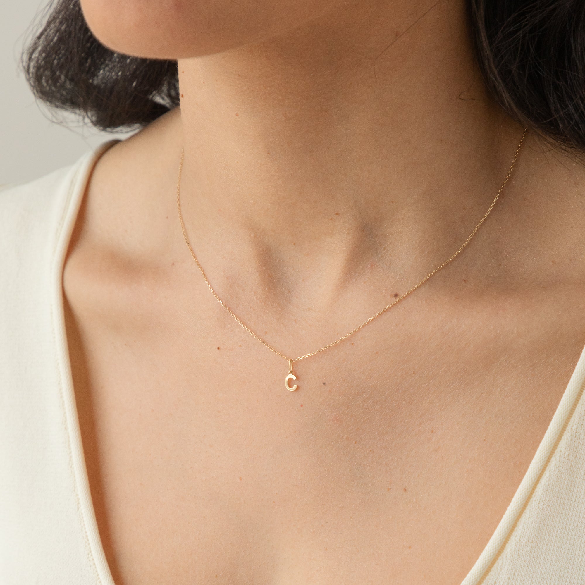 Tiny Hanging Initial Necklace