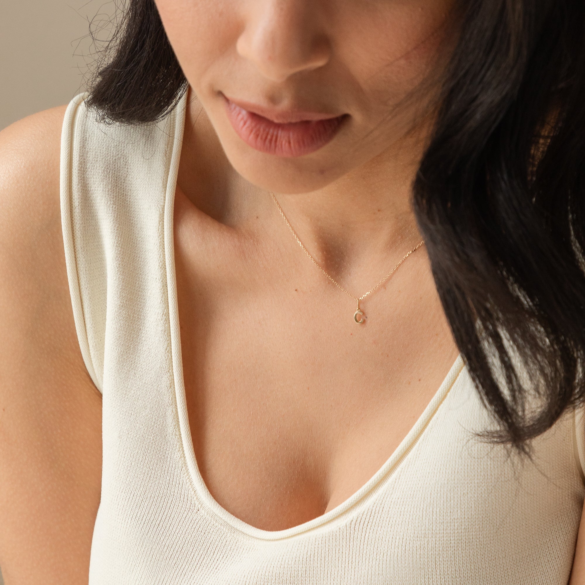 Tiny Hanging Initial Necklace