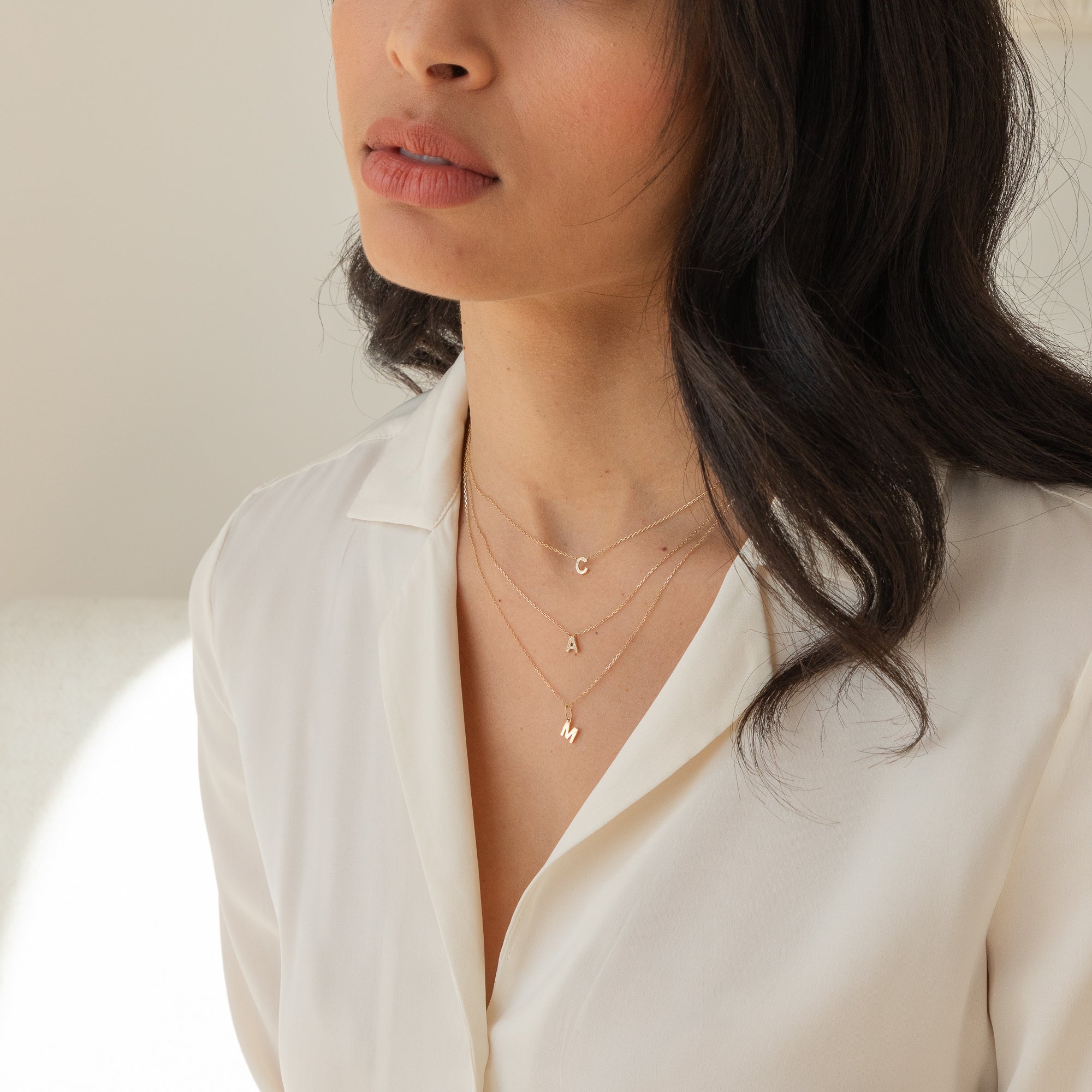 Tiny Hanging Initial Necklace