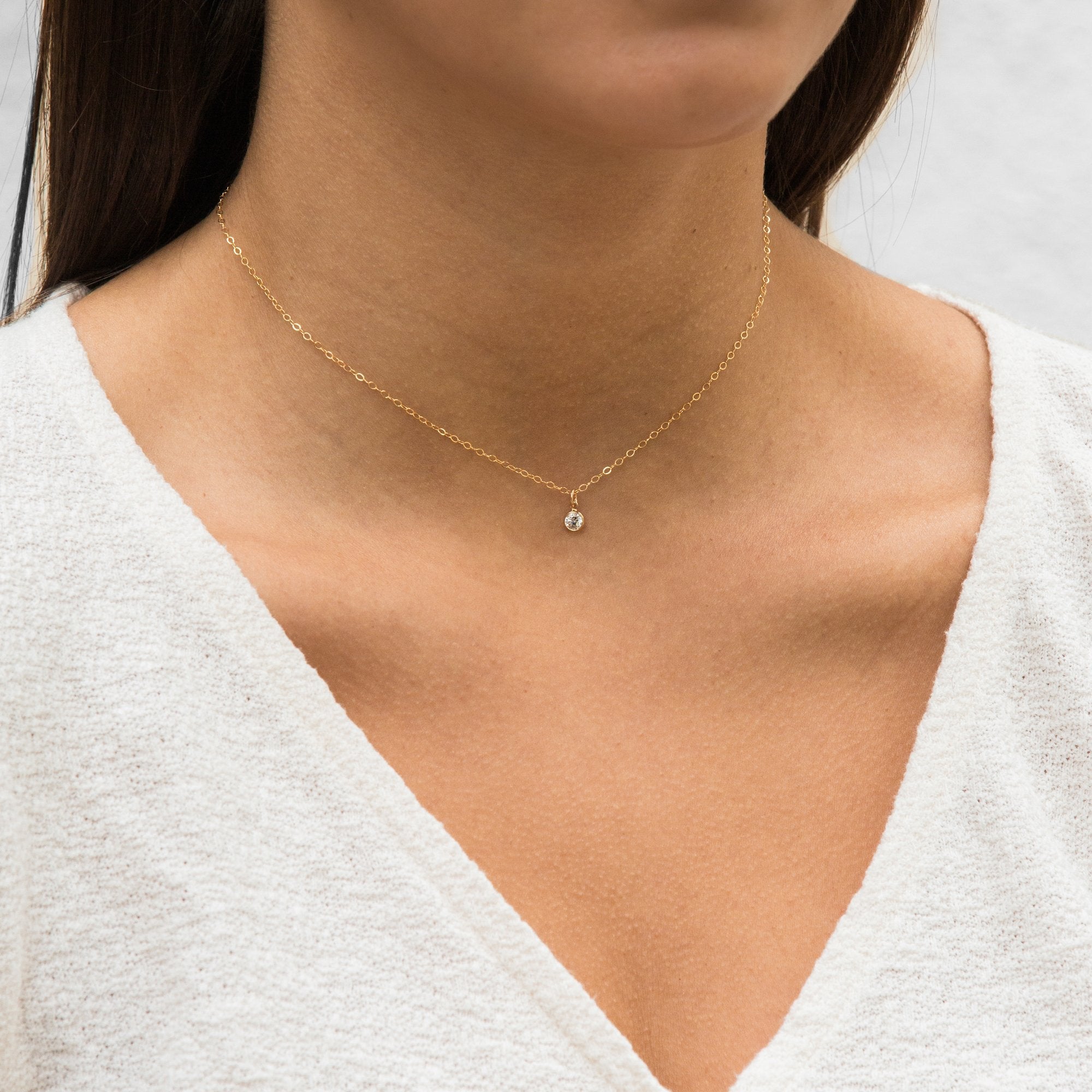 Tiny Solitaire Necklace