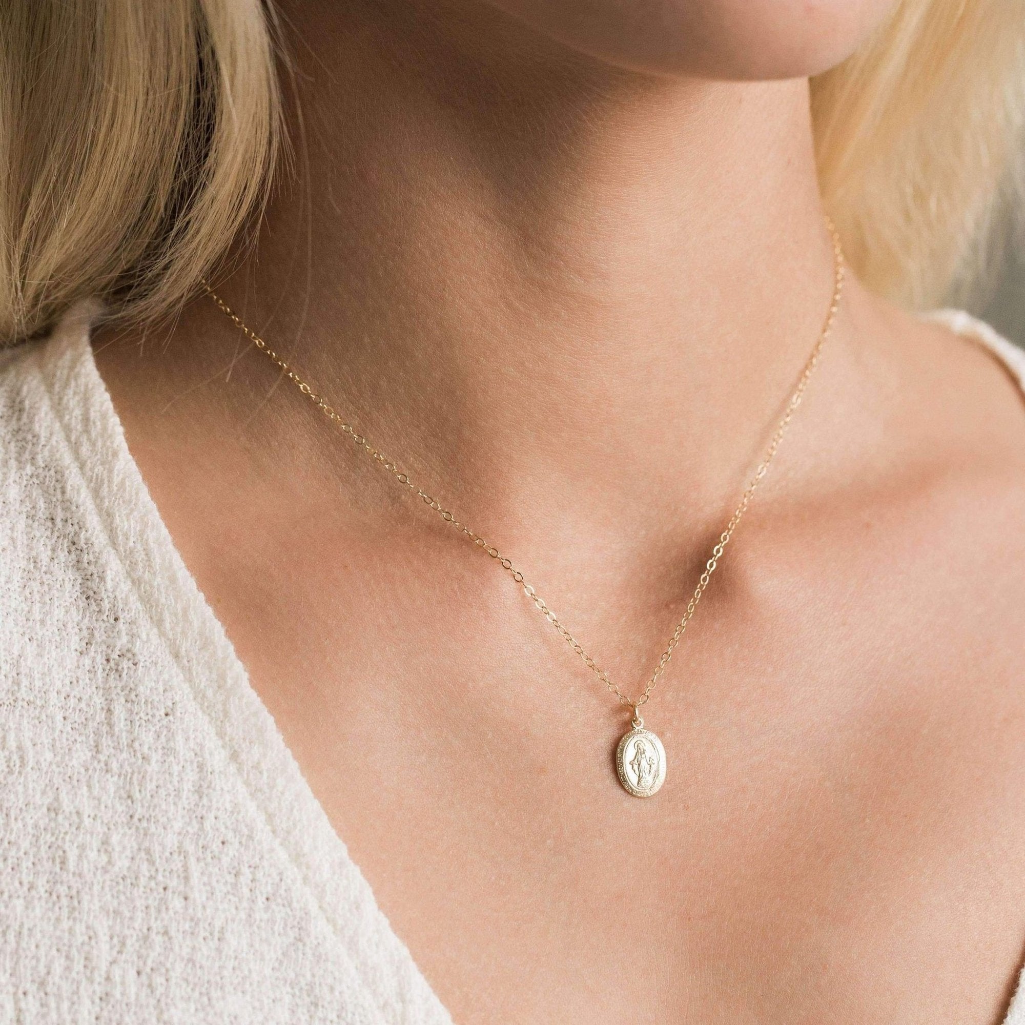 Tiny Virgin Mary Necklace