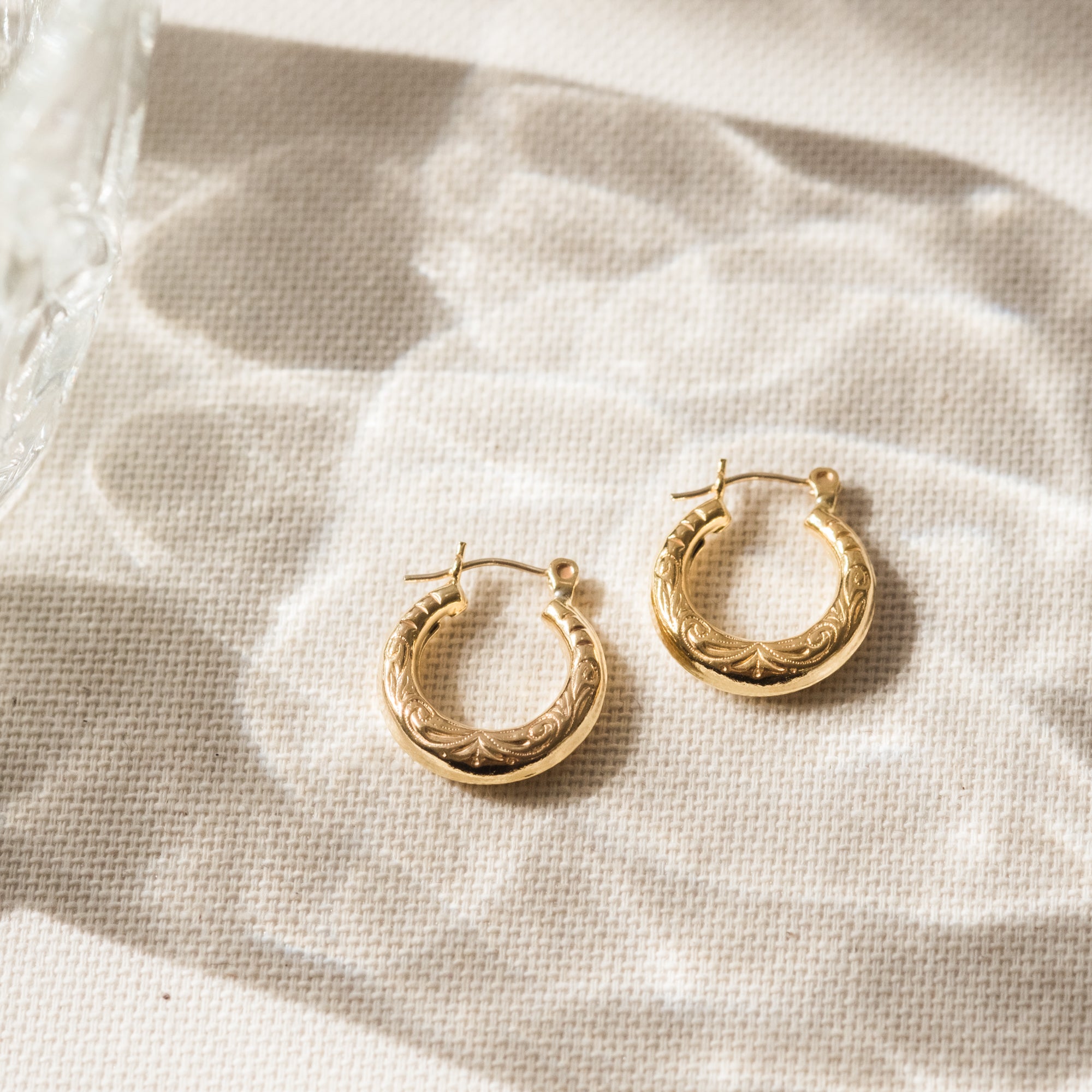 Vintage Floral Hoop Earrings