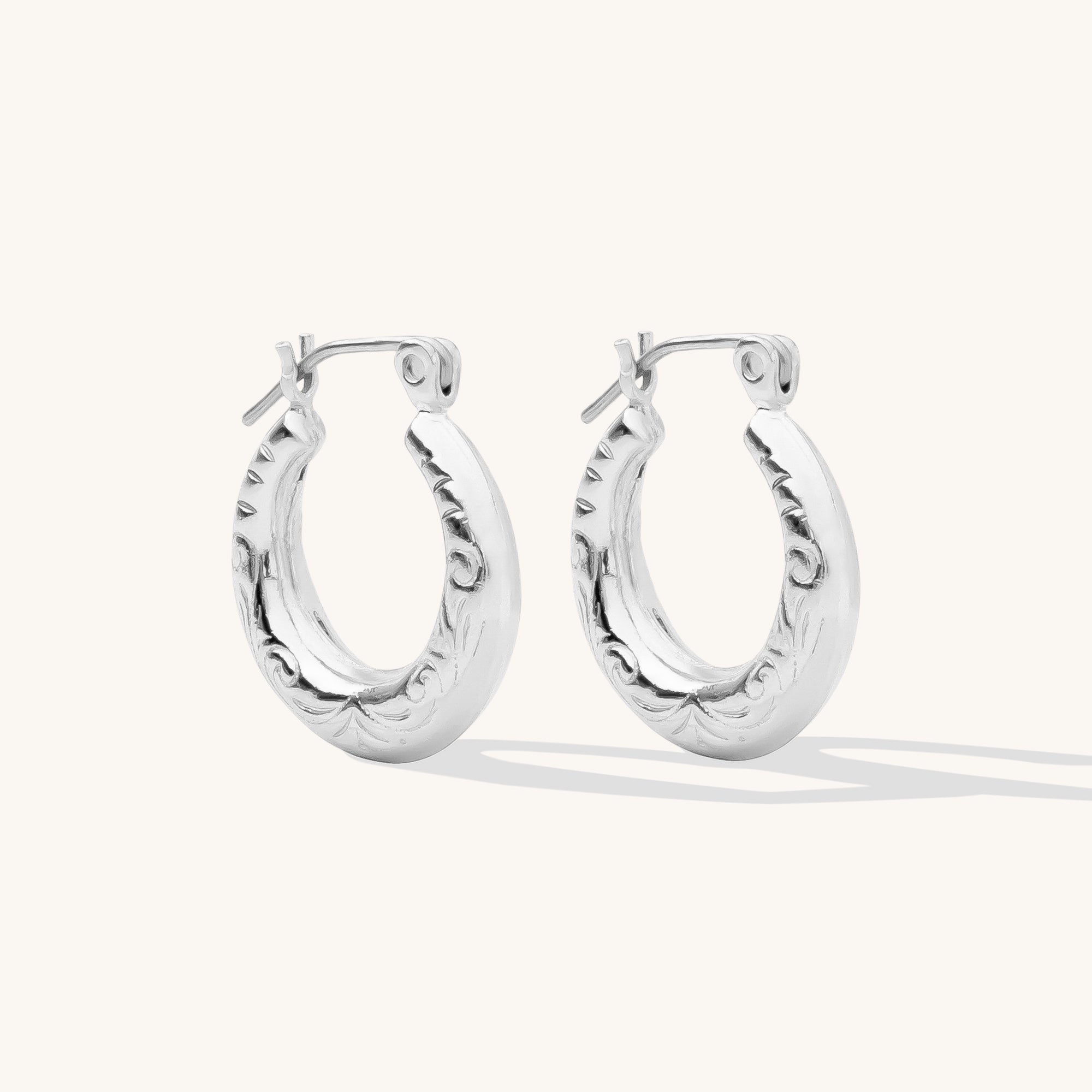 Vintage Floral Hoop Earrings