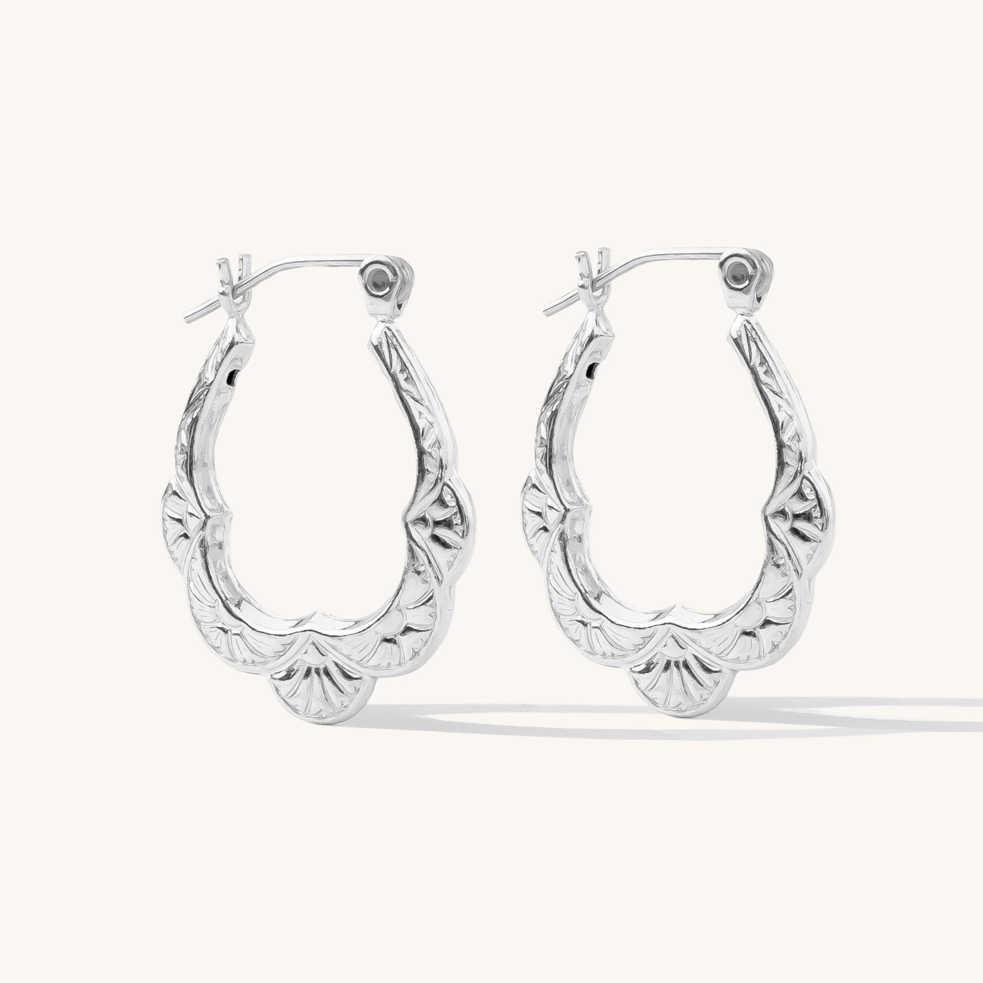 Vintage Scalloped Hoop Earrings