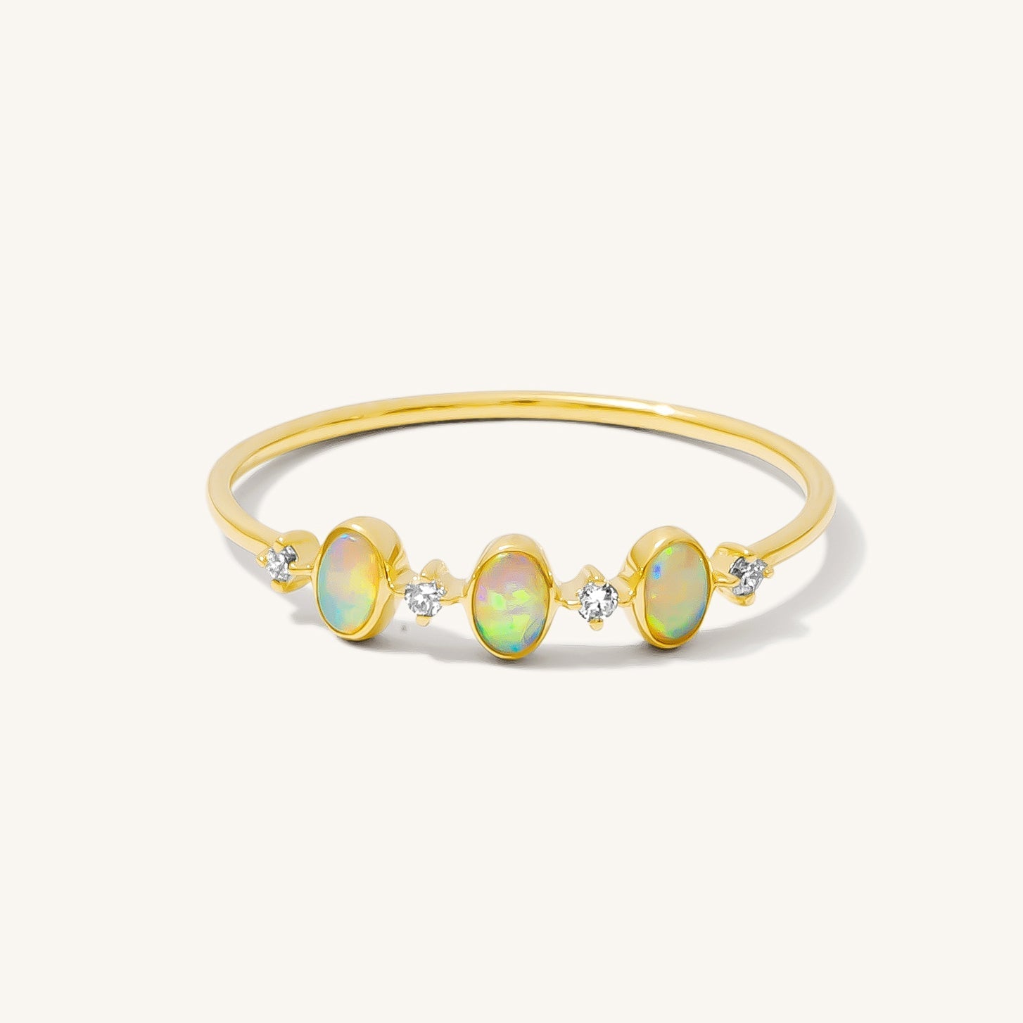 Triple Opal + Diamond Ring