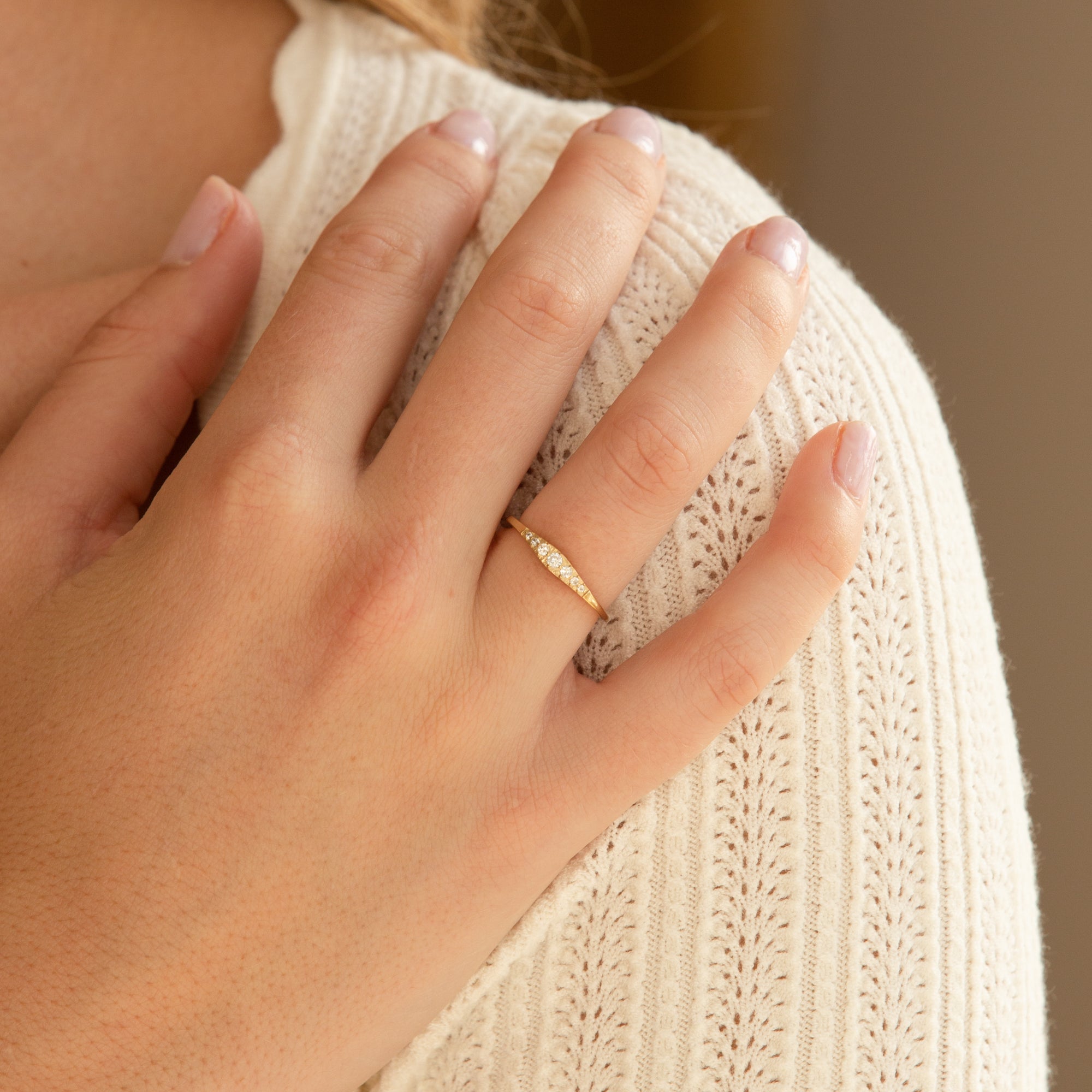 Dainty CZ Signet Ring