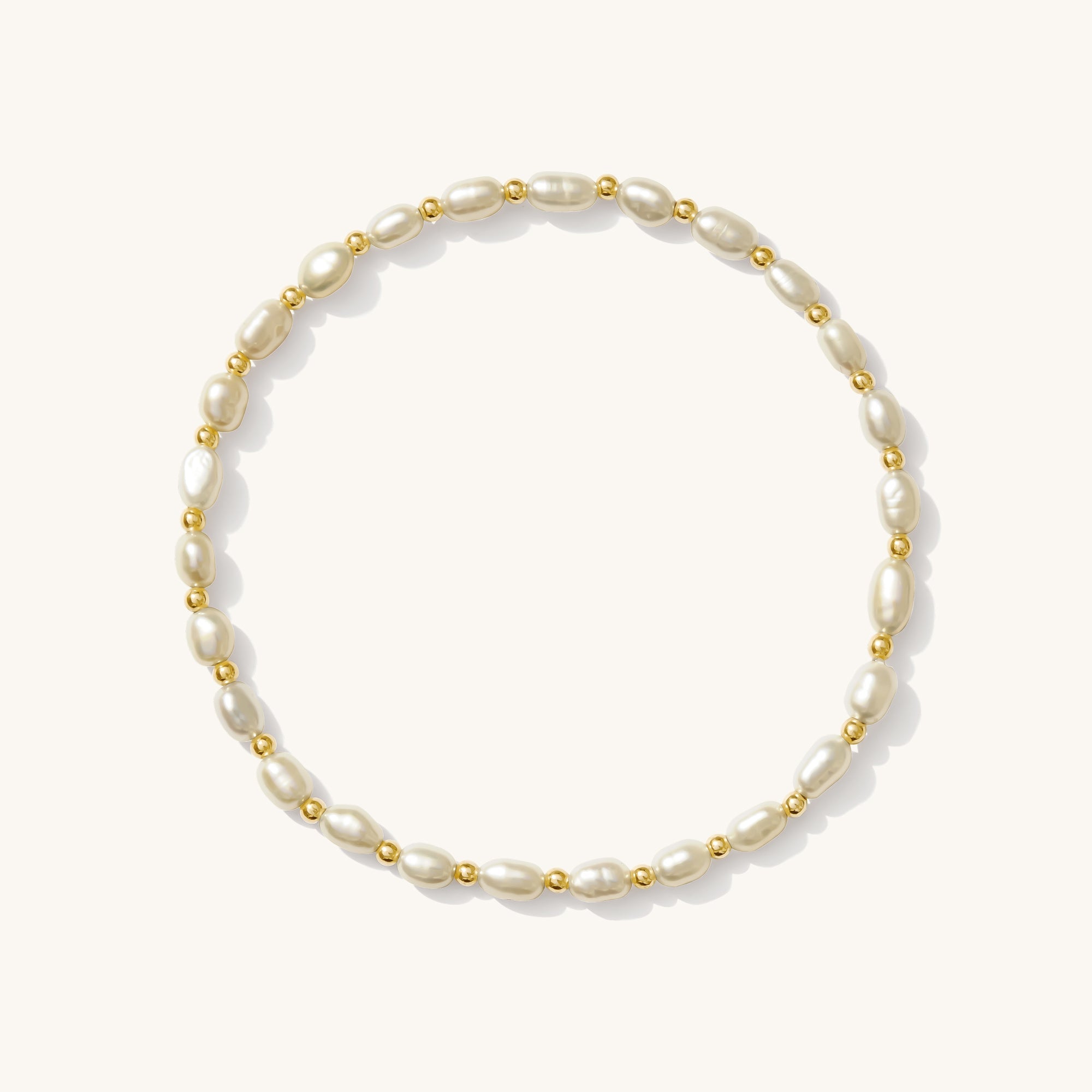 Small Pearl + Gold Bead Bracelet