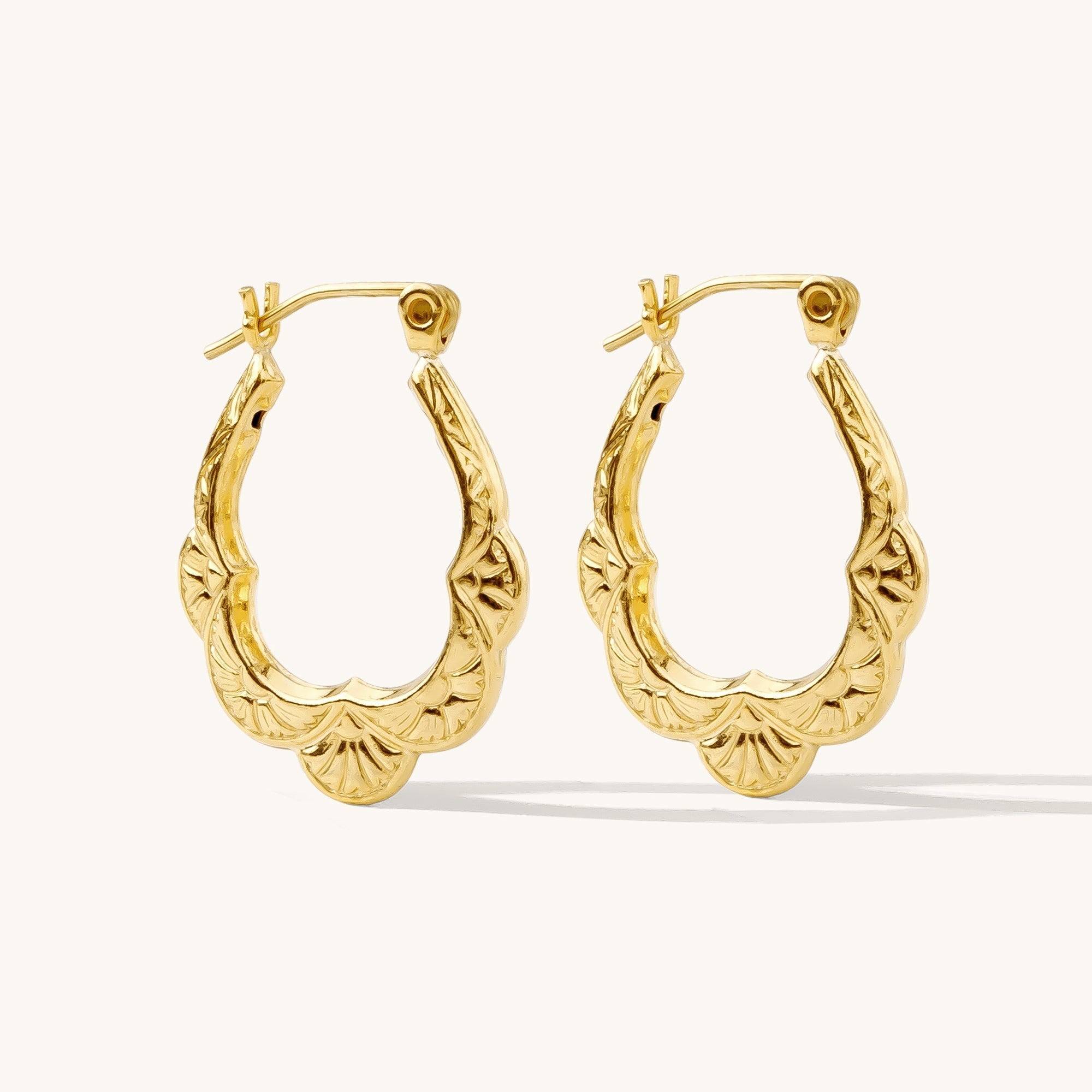 Vintage Scalloped Hoop Earrings