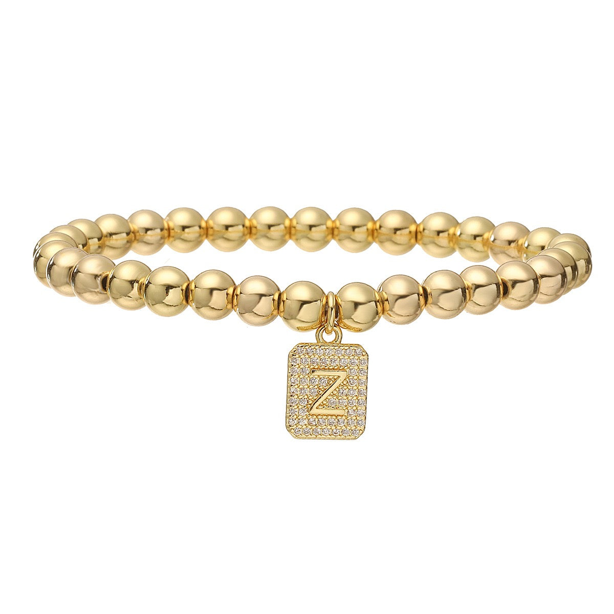 14k gold classic initial bracelet (6mm)