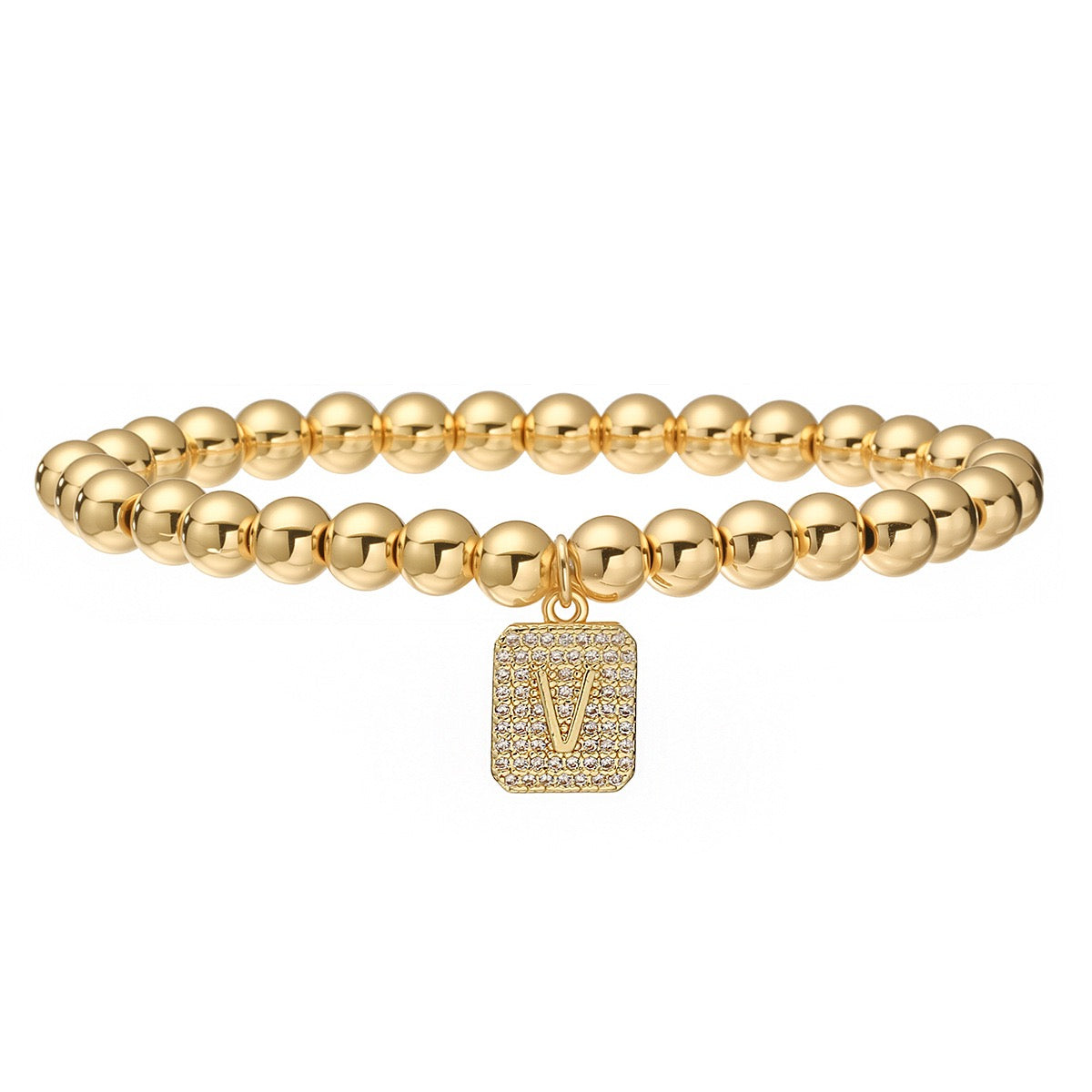 14k gold classic initial bracelet (6mm)